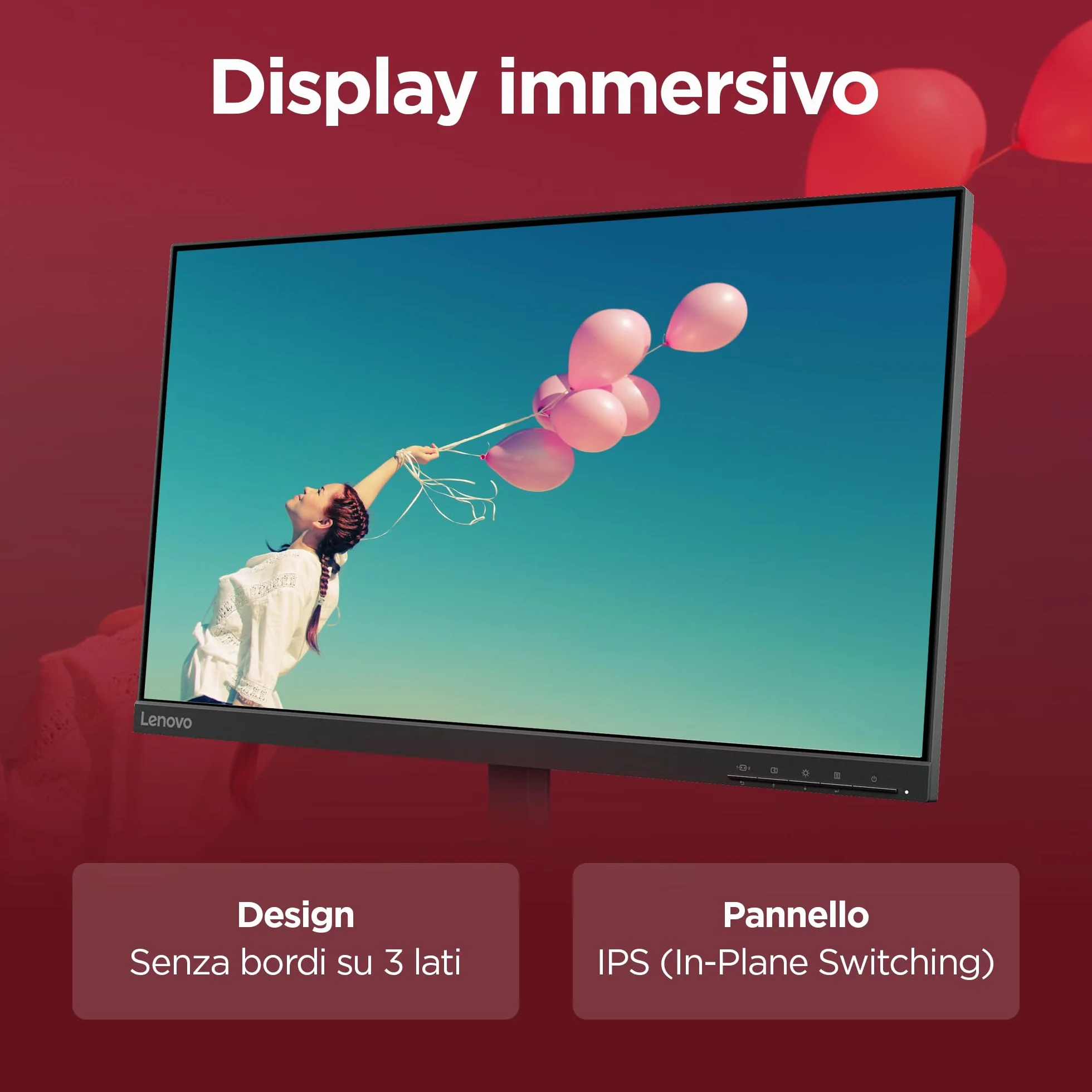 Lenovo L24‑41 24 Pollici Full HD IPS Monitor 100Hz Regolabile Eye Care HDMI VGA