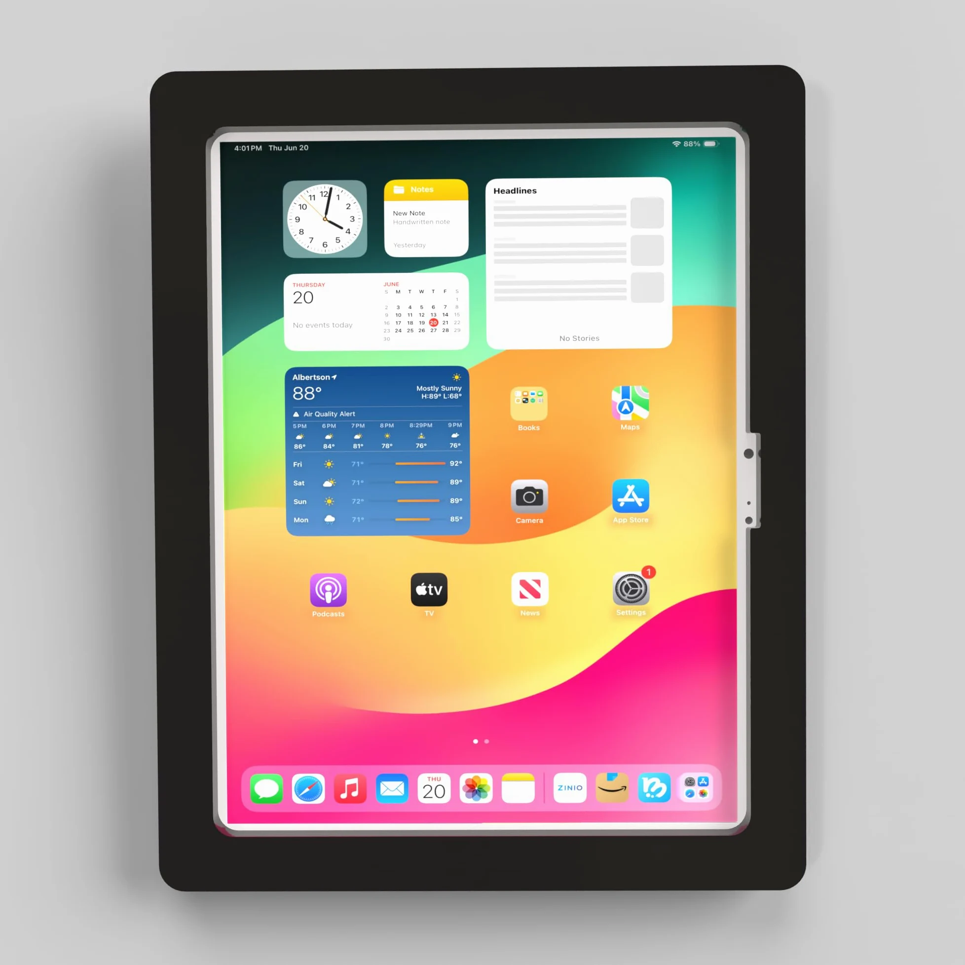 Enclosure VESA antifurto in acrilico per Apple iPad Pro 11" 2024 (5a generazione) con kit di montaggio a parete gratuito e cavo USB C ad angolo di 90 gradi (iPad Pro 11 2024, nero)