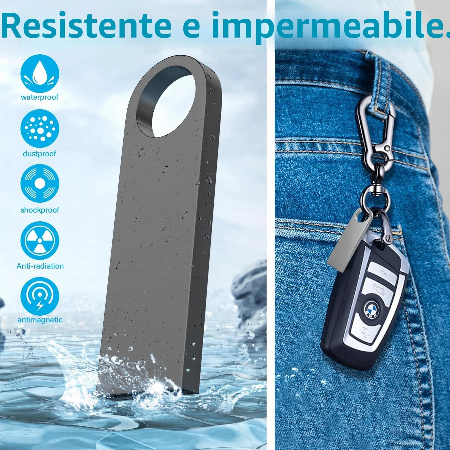 ABLAZE Mini chiavetta USB 2 GB 20 pezzi Nero impermeabile Penna USB 2 GB | in metallo confezione da 20 pezzi per laptop, computer, TV, auto