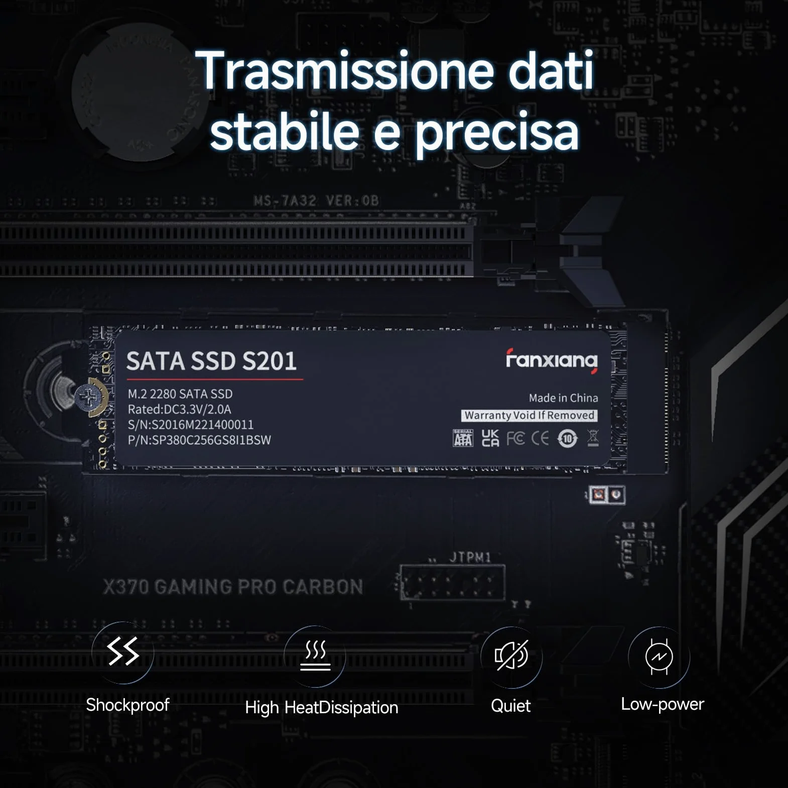 fanxiang S201 SSD SATA 128GB, M.2 2280 SATA Hard Disk SSD Interno, Cache SLC 3D NAND, Fino a 550 MB/s - Compatibile con Computer Portatili e Computer Desktop