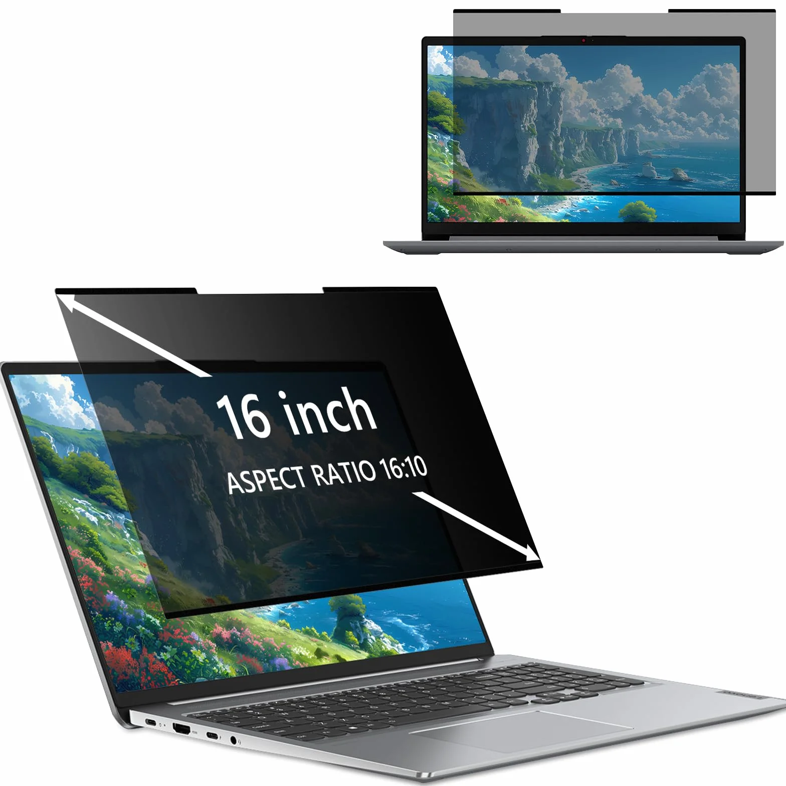Filtro Privacy Nanoadesiva Rimovibile per Laptop 16 pollici 16:10 Pellicola Protezione, Anti-Riflesso e Filtro Luce Blu per HP/dell/Acer/Lenovo/Thinkpad/Samsung/ASUS/Sony 16"(346 * 226) mm