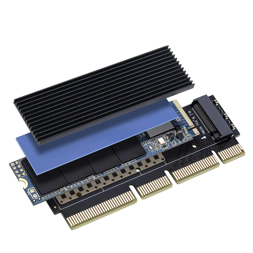 Yateng M.2 SSD a PCIe card, Nvme PCIe AHCI a PCI Express x16 dissipatore di calore, supporto adattatore SSD M.2 Key m 2230,2242,2260,2280 SSD to PCI-E 3.0 X4 compatibile per PC desktop