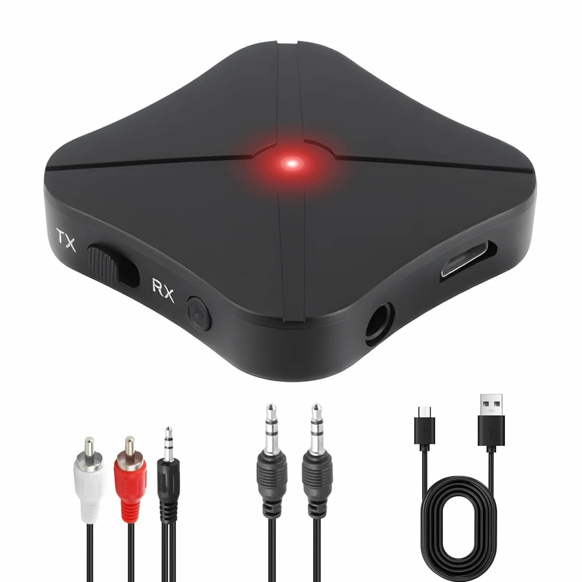 Ricevitore trasmettitore audio Bluetooth 5.0 2 in 1 - Adattatore wireless supporta 3,5 mm, doppio contatto dispositivo per TV, PC, auto, cuffie, soundbar