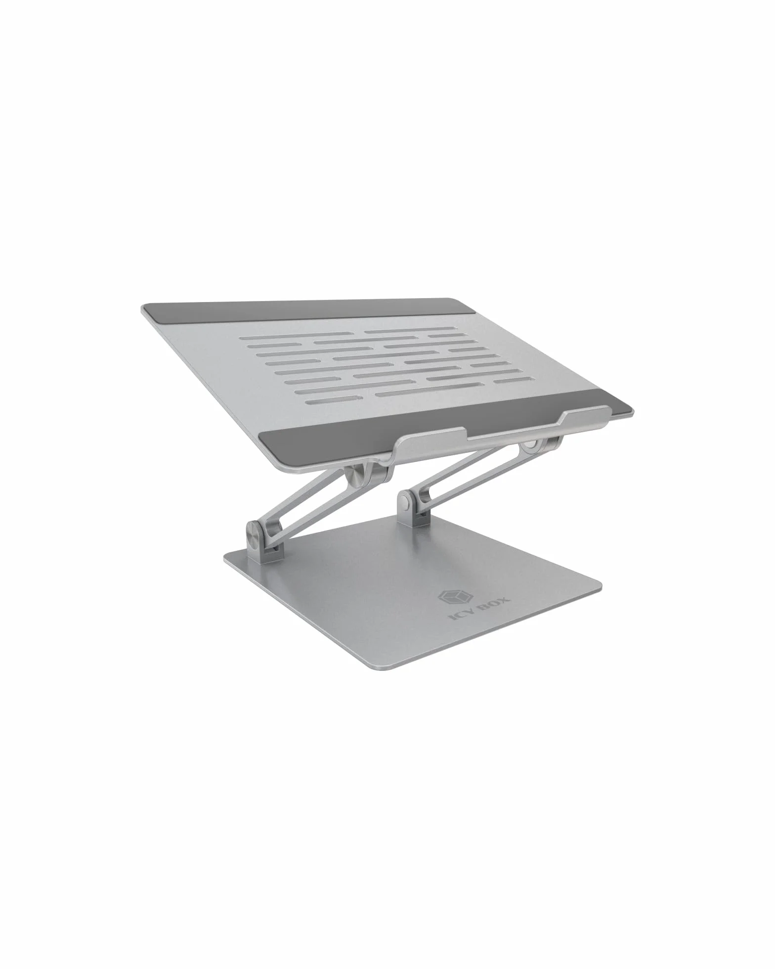 ICY BOX Supporto per laptop in alluminio, regolabile in altezza, in piedi, dissipazione del calore, per notebook fino a 17", compatibile con MacBook, Dell, Lenovo, Samsung e molti altri
