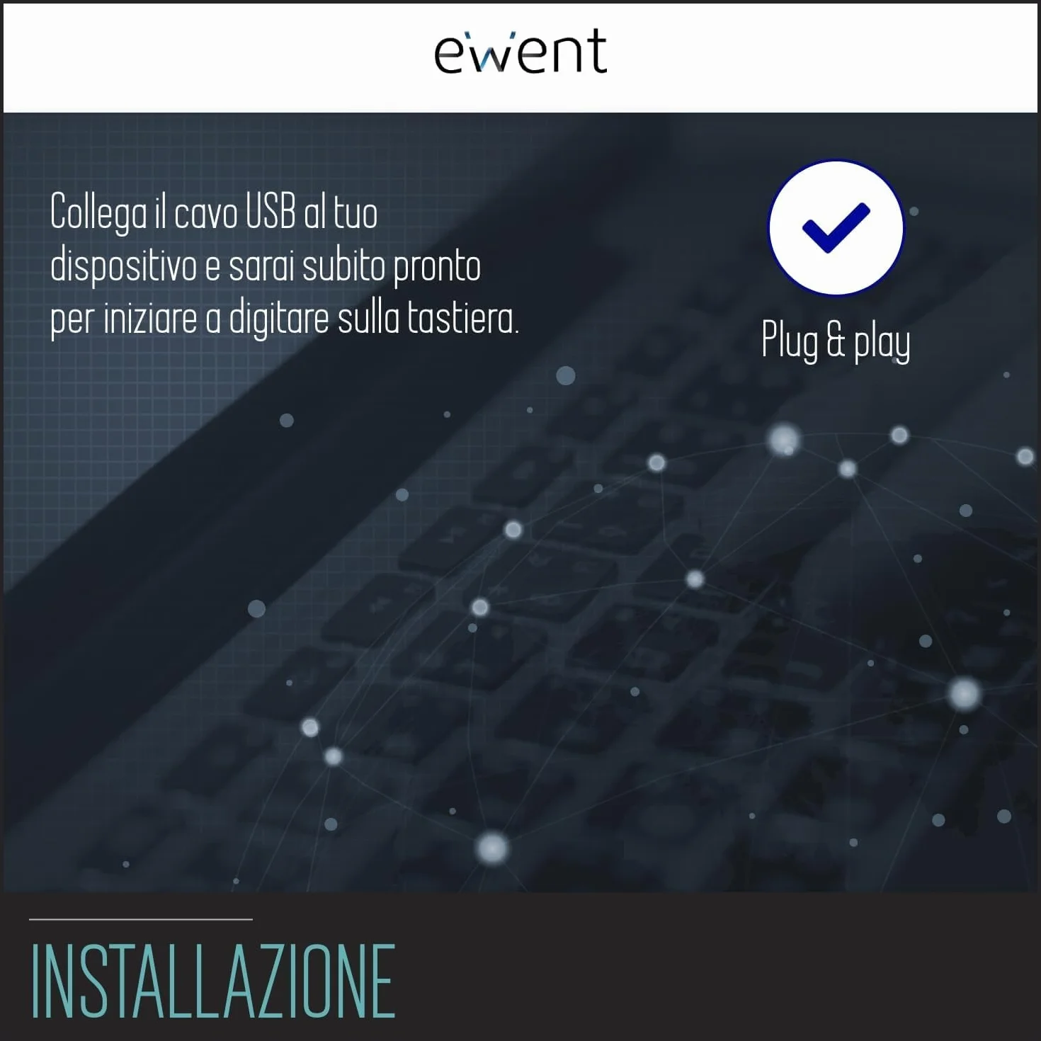 Ewent Tastiera Professionale USB Cablata, Layout Italiano QWERTY, Tastiera con filo per PC/Notebook/Laptop, Mac/Windows, nera
