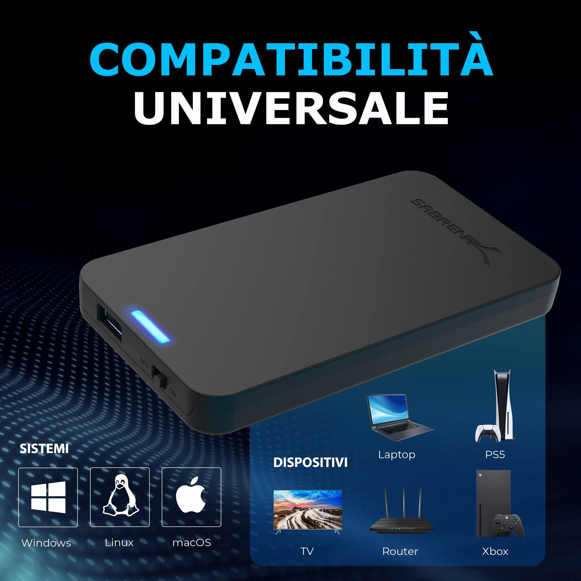 SABRENT Case SSD/HDD Hard Disk Esterno da SATA 2.5'' a USB 3.0 Gen 1, [Supporto UASP SATA III] Nero (EC-UASP)