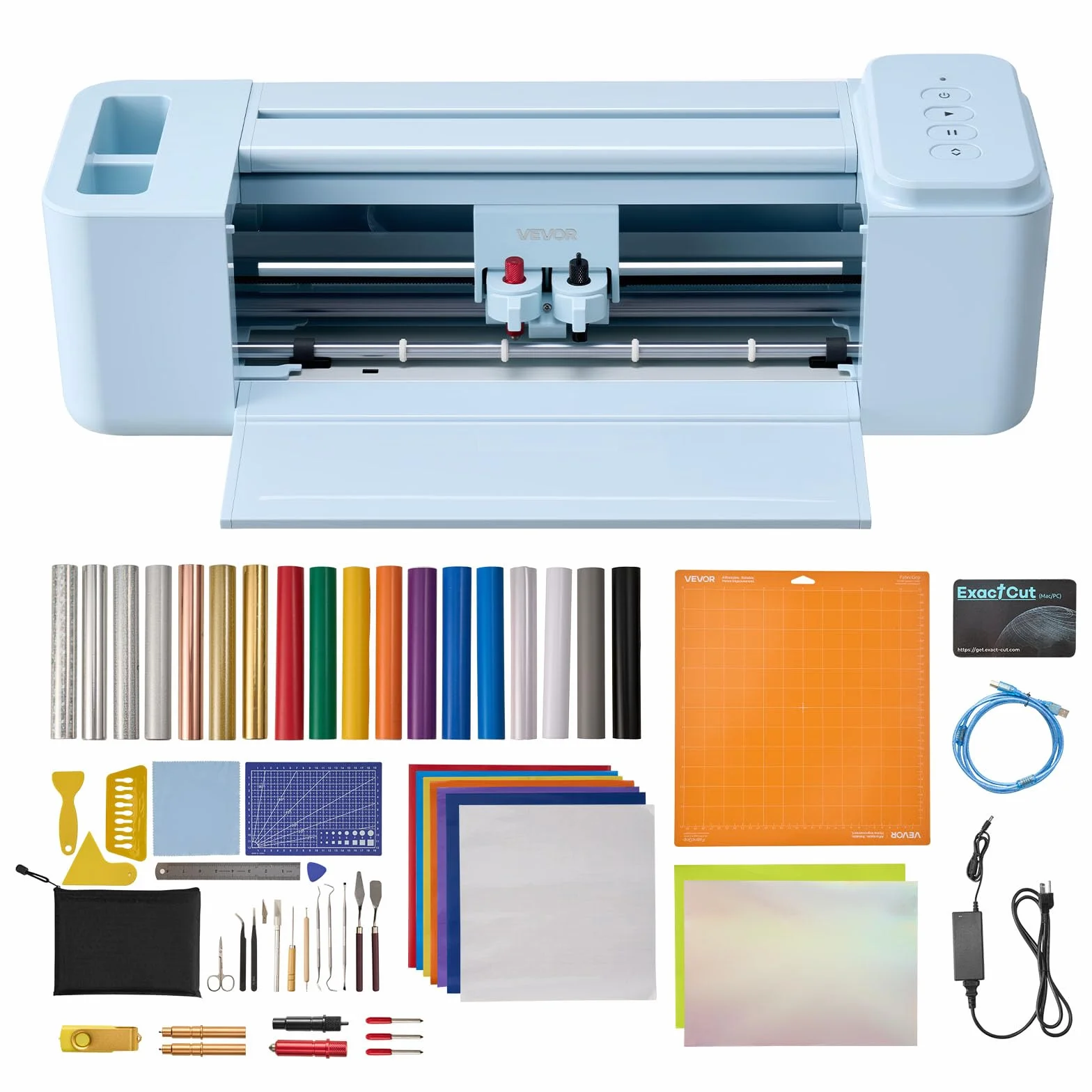 VEVOR Macchina da Taglio per Vinile 305 mm Taglierina per Vinile da Tavolo Plotter da Taglio Termovinile per Biglietti Personalizzati Decorazioni Fai-da-te Sistema Compatibile Mac Windows Android iOS