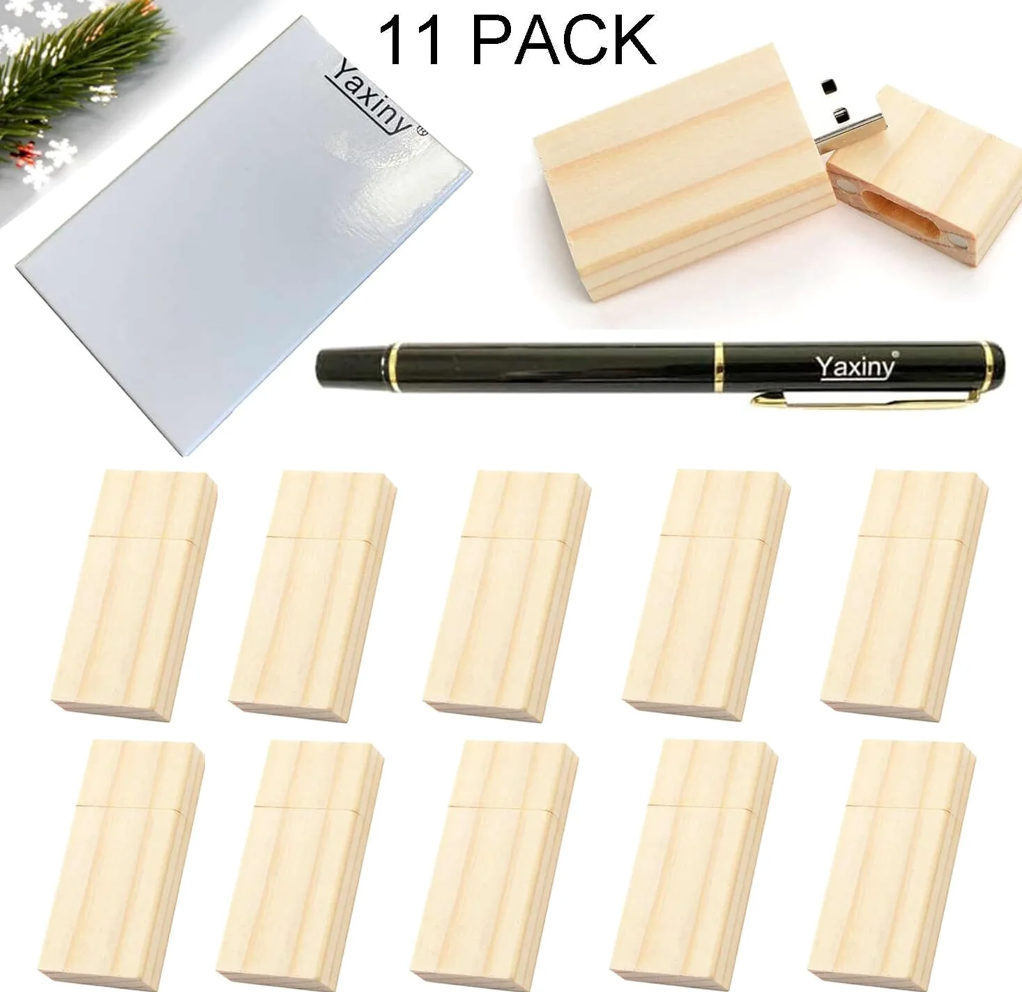 Pendrive 8GB, Chiavette USB 11 Pezzi In Legno, Pen Drive 8GB USB 2.0, Pennetta USB, for PC/Laptop/Smart TV, Perfetto come regalo, In Legno D'acero