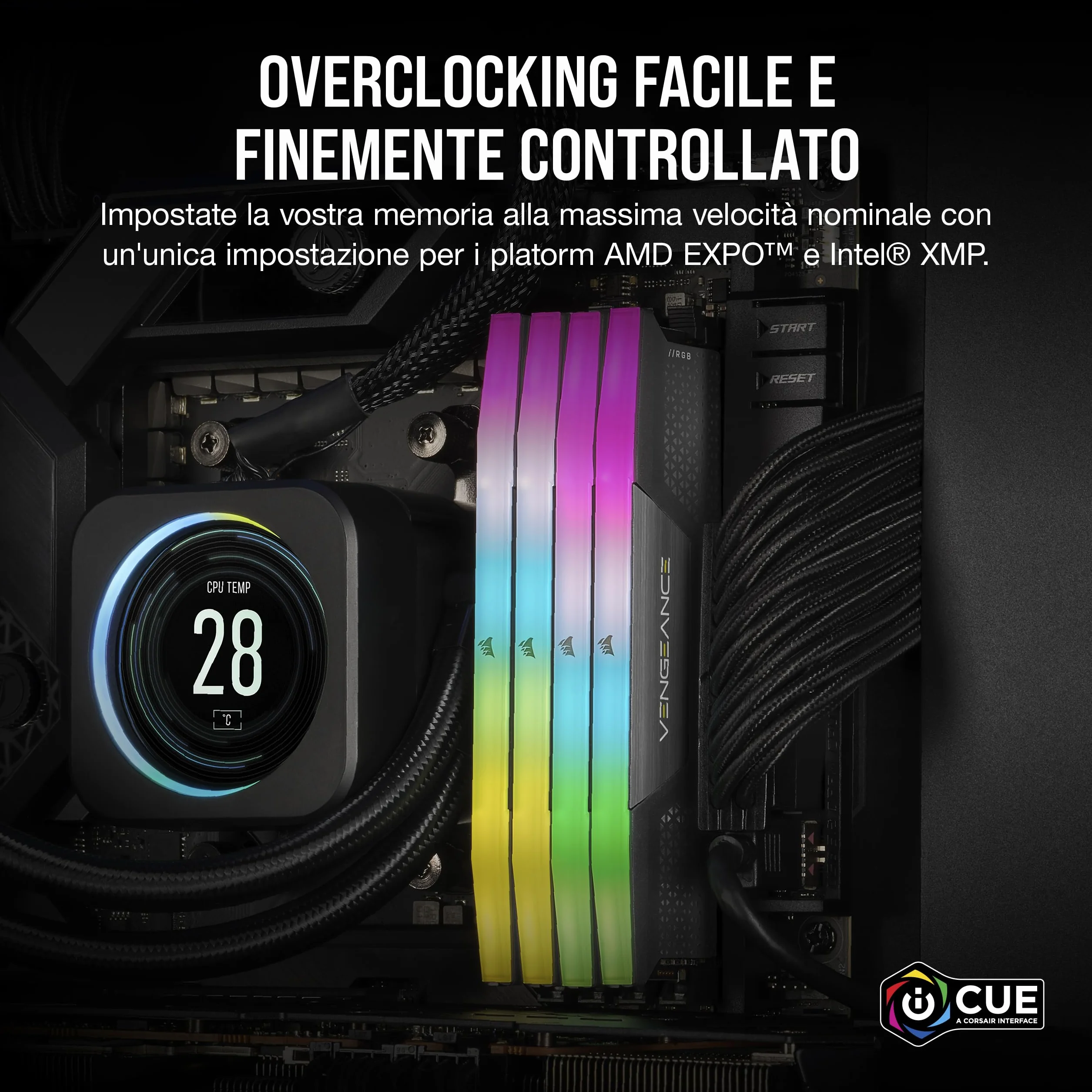 CORSAIR VENGEANCE RGB DDR5 32GB (2 x 16GB) Fino a 6000MHz CL38-44-44-96 1,35 V Intel XMP 3.0 e AMD EXPO Memoria Desktop del Computer– Grigio