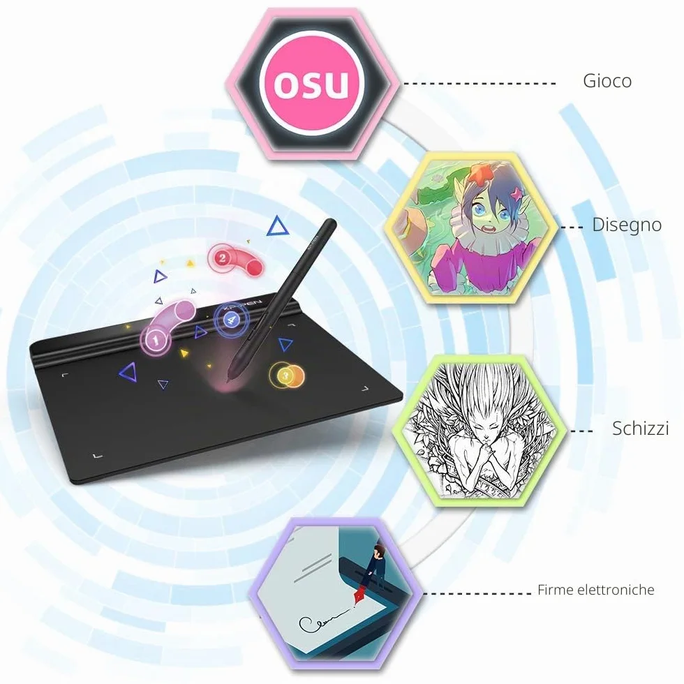 XP-PEN G640 Tavoletta Grafica 6x4 Pollici Ultrasottile, Stilo Passivo con 8192 Livelli senza Batteria, per firma digitale, disegno, osu