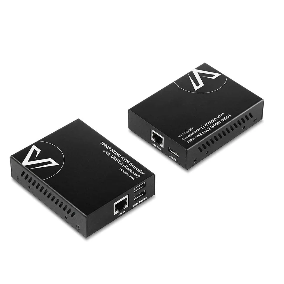 AV Access HDMI USB KVM Extender, 1080P@60Hz su Cat5e/6 fino a 80m/260ft, 2 Porte USB 2.0 per Computer, Nessuna Perdita di Segnale o Latenza, Plug & Play Senza Driver; con PoE e Adaptive EQ