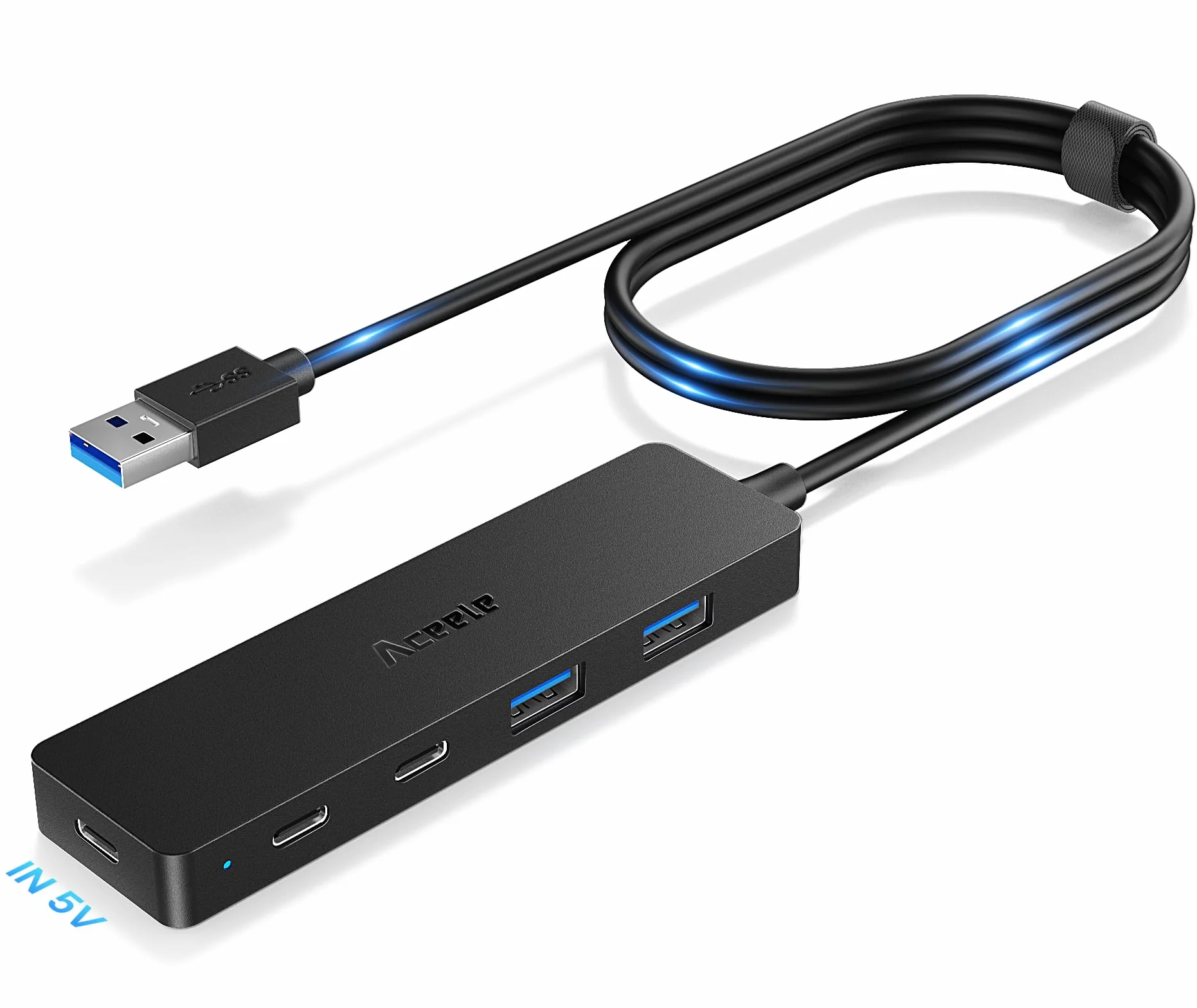 Aceele Hub USB 3.0 con 2 Porte USB C e 2 USB A, 5Gbps Sdoppiatore USB 3.0 con Cavo Lungo 120cm, Adattatore Multiporta Per MacBook Pro/Air, Laptop, PC, Unità flash, PS4/5 e Altro