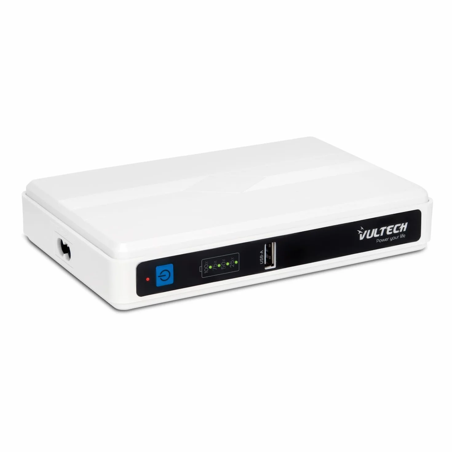 VulTech UPS60PWTC-DC Mini UPS 4350mAh 60W Gruppo di Continuità Portatile per Router Modem Telecamera Power Bank USB 2.4A Type-C PD/QC3 45W DC 12V, bianco