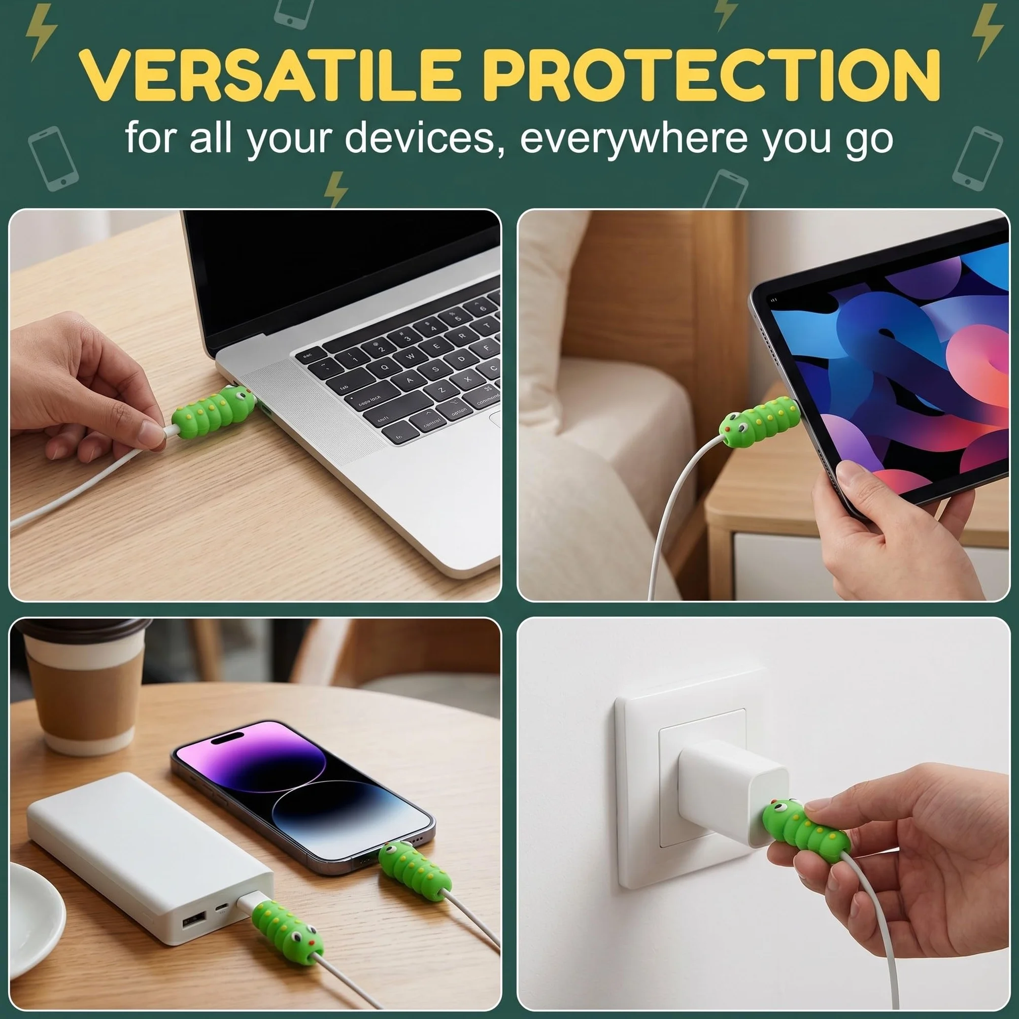 8 Pcs Cable Protector, Proteggi Cavo, Copertura Protettiva per Cavi Dati Frutta, Protezione per Cavo per Morso per Cavo, Protezione per Cavo, Adatto per la Maggior Parte Delle Linee Dati