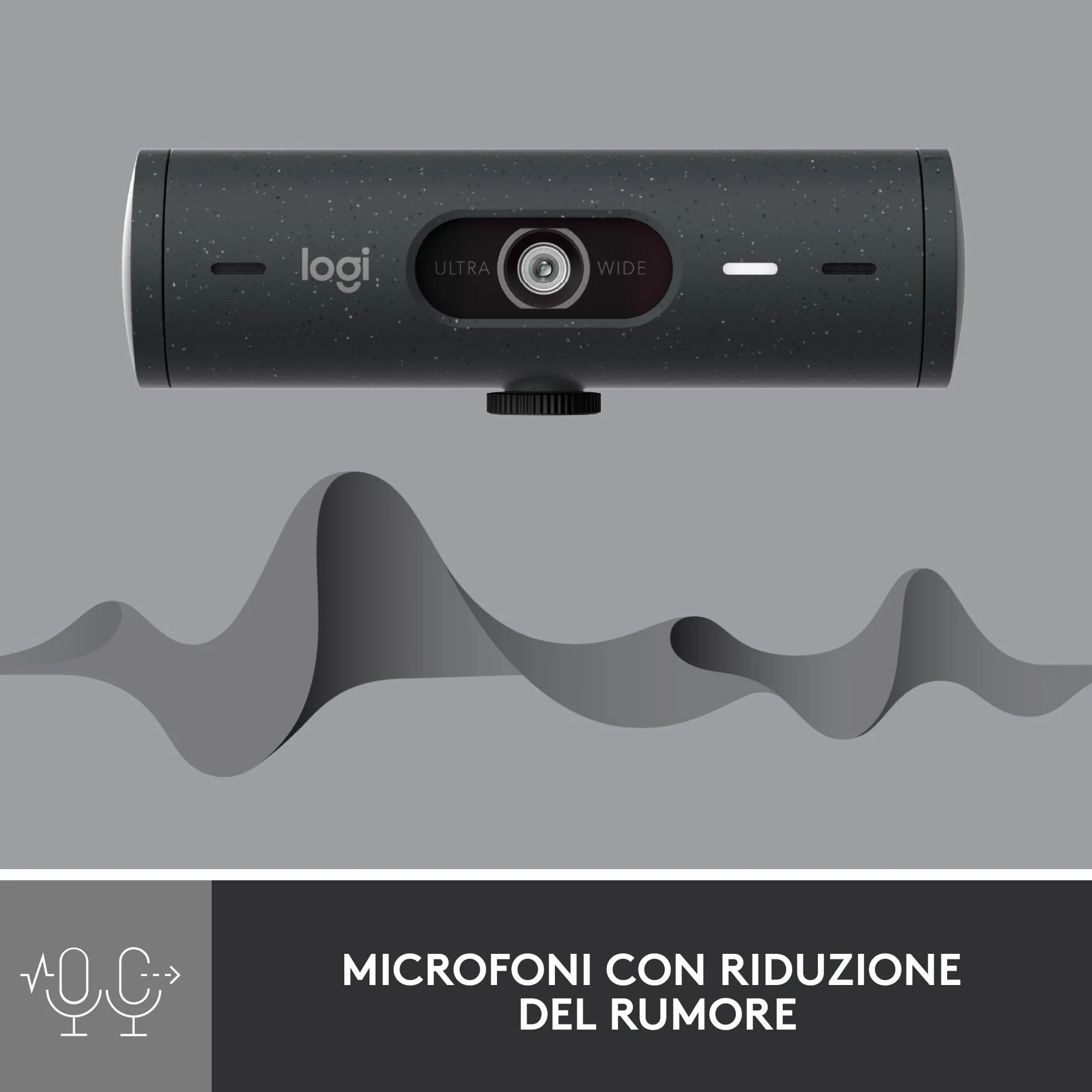 Logitech Brio 500 Webcam Full HD Correzione Luce, Show Mode, Microfono Riduzione del Rumore, Copertura Privacy, Streaming, Funziona con Microsoft Teams, Google Meet, Zoom, Cavo USB-C - Grafite