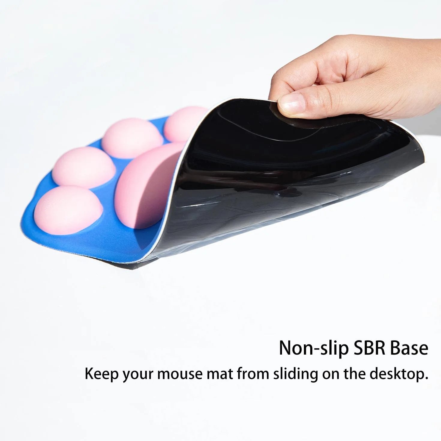 Tappetino Mouse con Poggiapolsi, Mouse Pad Ergonomico, Tappetino per Mouse con Zampa di Gatto Carino, in Morbido Silicone, Base Antiscivolo, per casa/ufficio/gioco, Blu e Rosa