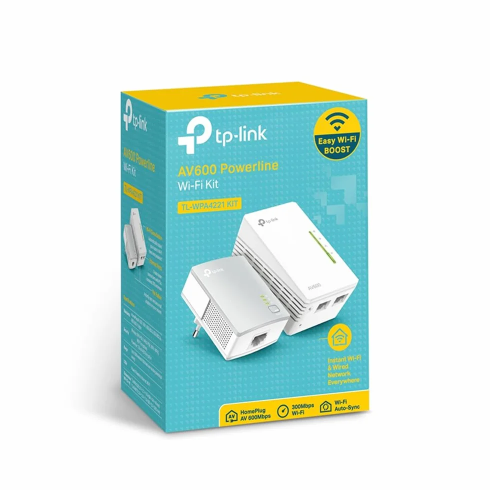 TP-Link TL-WPA4220 KIT Powerline Kit AV600Mbps e Wi-Fi 300Mbps, Homeplug AV2, Porte Ethernet, Plug & Play, Compatibile con Router, Tecnologia Powerline Avanzata, Facile Gestione