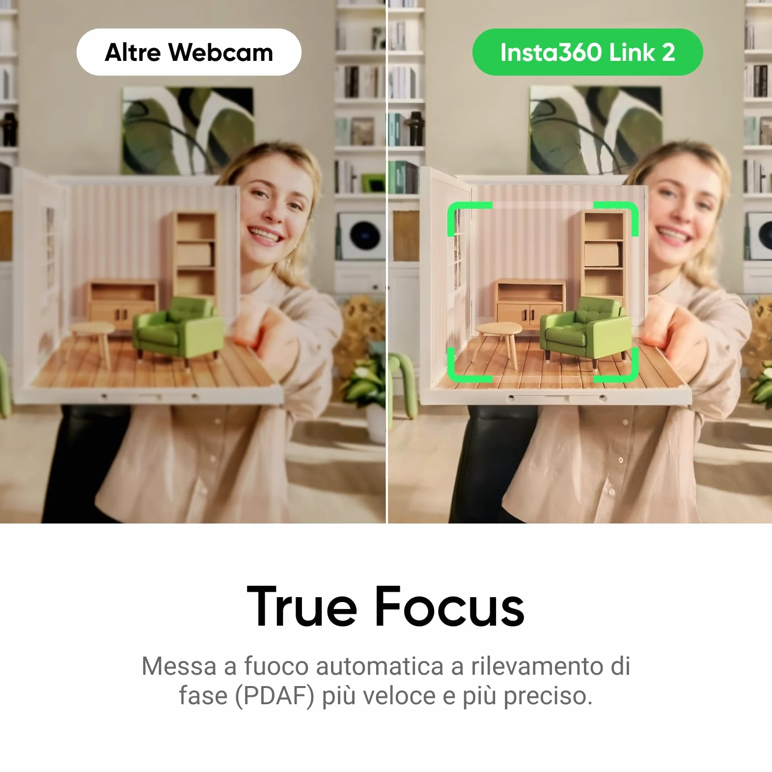 Insta360 Link2 Pack Treppiede 2.0 - PTZ 4K Webcam per PC/Mac, Sensore da 1/2", IA Tracking, HDR, Mic di cancellazione del rumore IA, Controllo gestuale per lo streaming, Videochiamate, Gaming