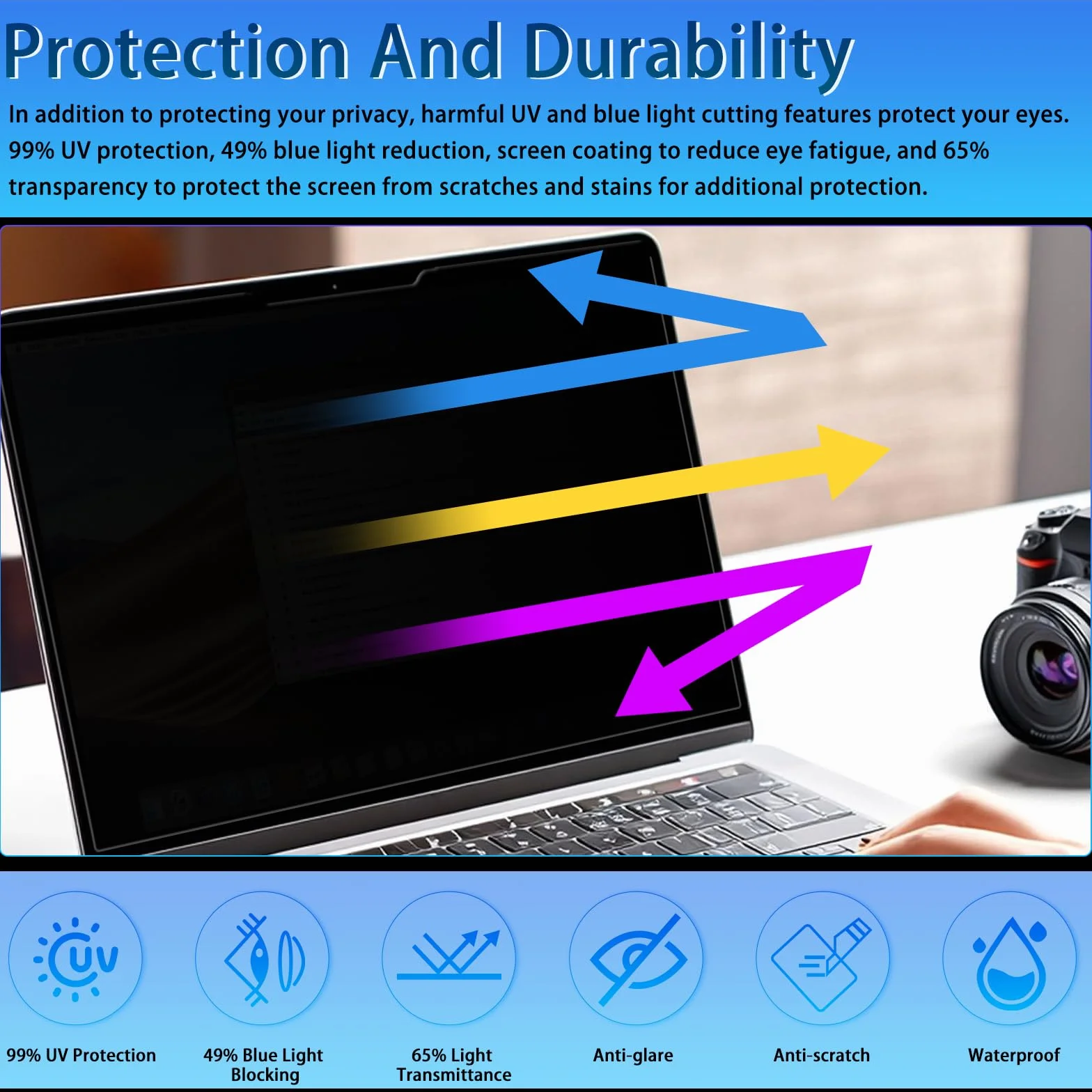 Filtro Magnetico Privacy per 15.6 Pollici 16:9, Pellicola Protettiva Rimovibile Schermo, Anti Luce Blu Antiriflesso, Anti-Spia per HP/dell/Acer/Lenovo/Thinkpad/ASUS/Sony