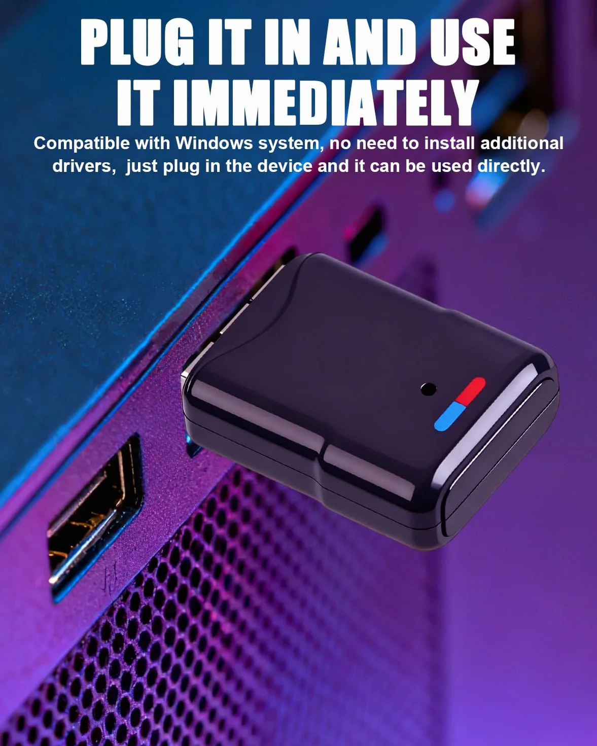 Adattatore USB Bluetooth 5.3 per PS4/PS5/PC/Switch Console, Audio Dongle Bluetooth 5.3 Chiavetta Adattatore USB 3 Mbit/s Trasmettitore Ricevitore Bluetooth Bassa Latenza per Windows/Cuffie