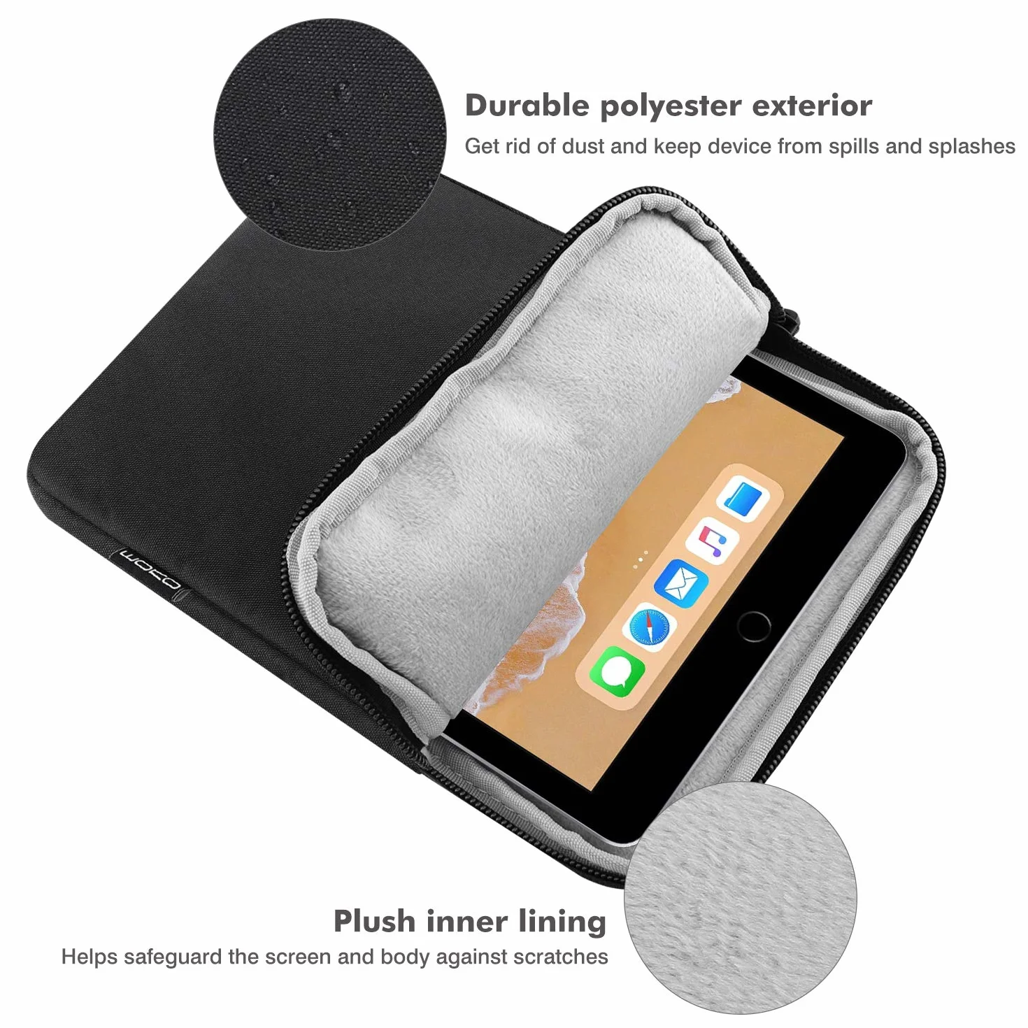 MoKo 9-11 Pollici Tablet Sleeve Borsa Custodia di trasporto per New 11" iPad Air M3, iPad A16 2025, iPad Pro 11 M4, Air 5/4/3, iPad 10/9/8th Gen, Tab S8/S9 11", Nero