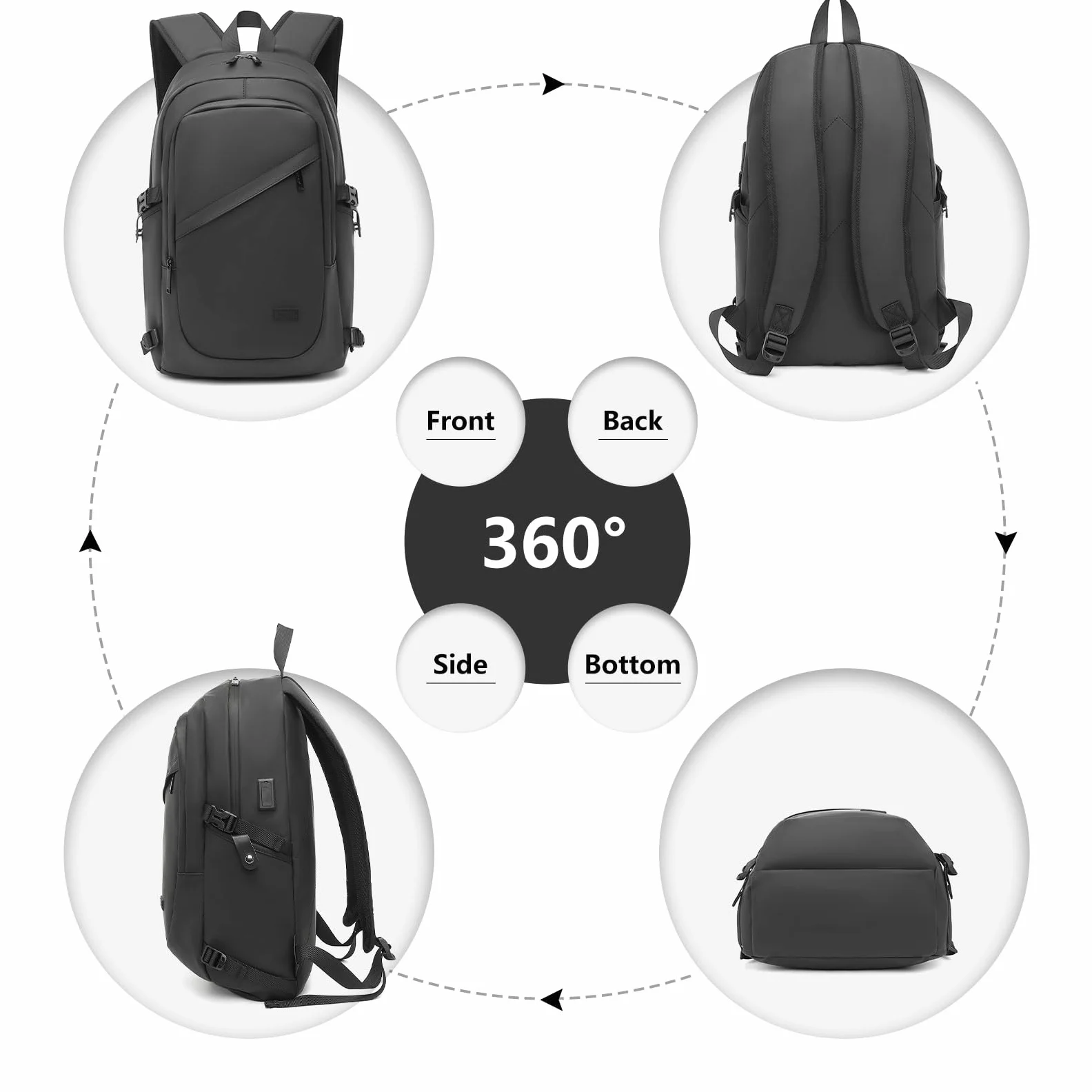 KONO Zaino Porta PC 15.6/17.3 Pollici con Porta USB, Zaino da Lavoro Uomo Impermeabile per Università Viaggi Aereo, Design Elegante