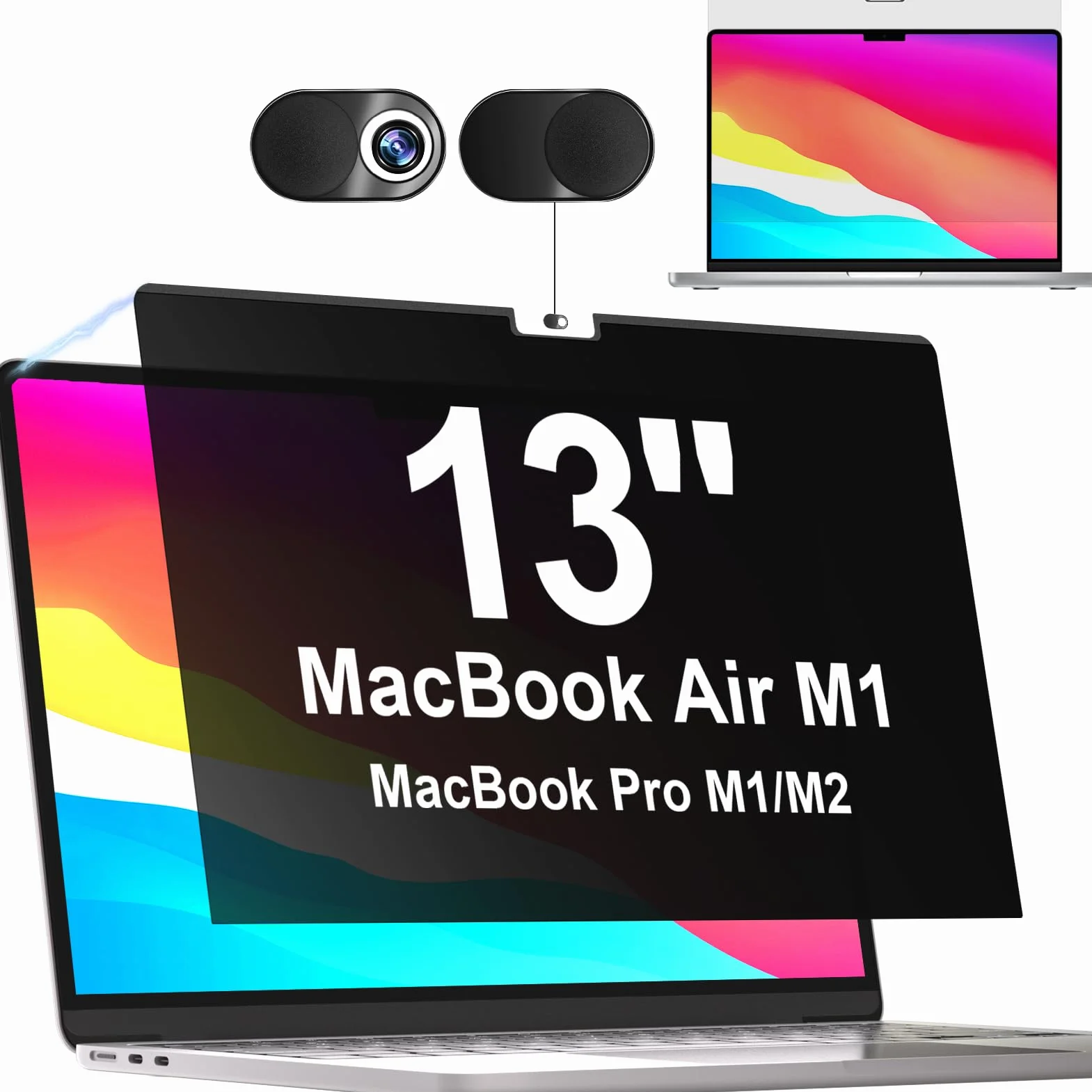 Filtro Privacy MacBook Magnetico Compatibile con MacBook Pro 13 Pollici(2016-2022, M1, M2) e MacBook Air 13 Pollici(2018-2021, M1), Anti Luce Blu Pellicola Protezione Della Privacy Filter Portatile