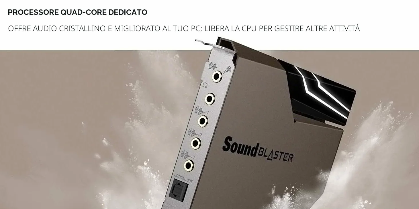 Creative Sound Blaster AE-7 - Scheda audio DAC/amplificatore PCI-e ad alta risoluzione con biamplificatore per cuffie Xamp Discreet e modulo di controllo audio grigio/nero
