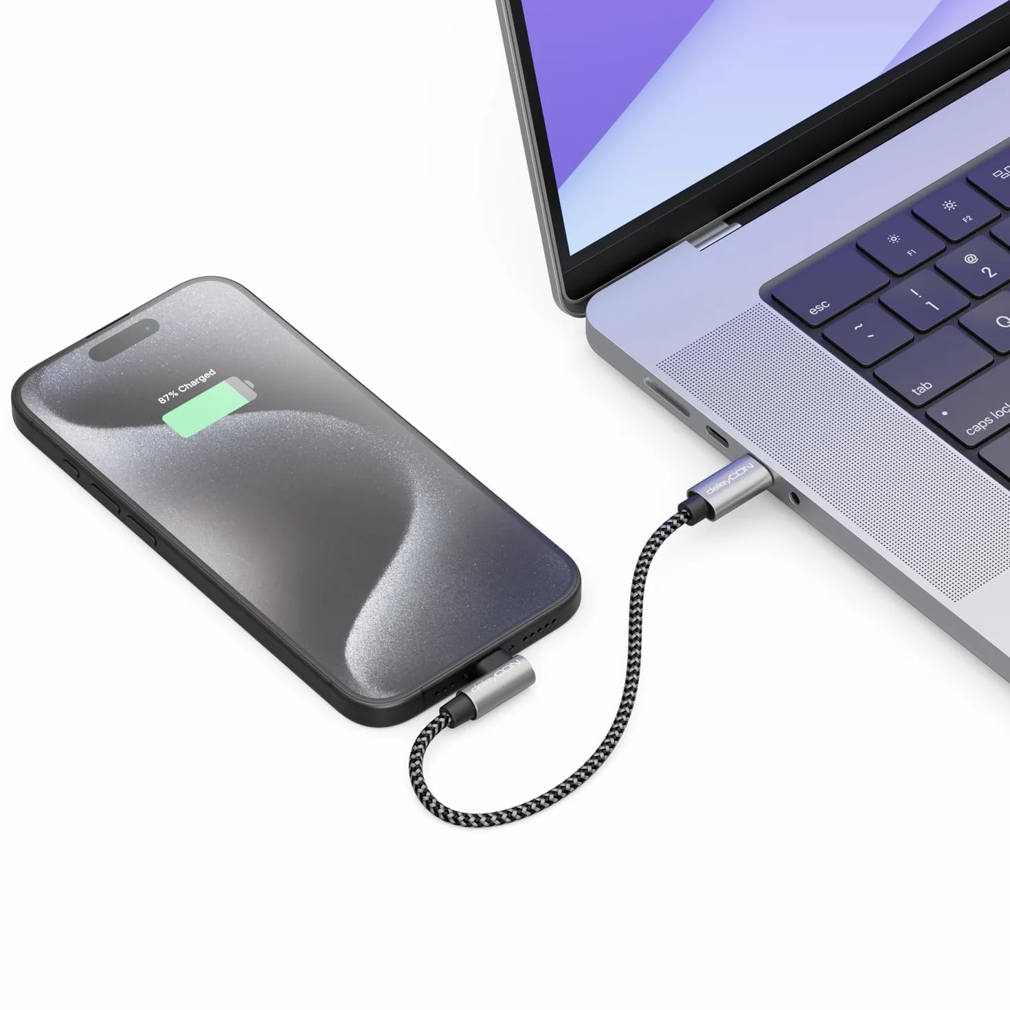 deleyCON USB-C 0,15m 90° Angolato PD3.0 60W Ricarica Rapida Corto 15cm USB-C a USB-C per iPhone 17 16 15 Pro Max Air S26 S25 S24 Pixel iPad Pro MacBook Air Tablet Switch PS5