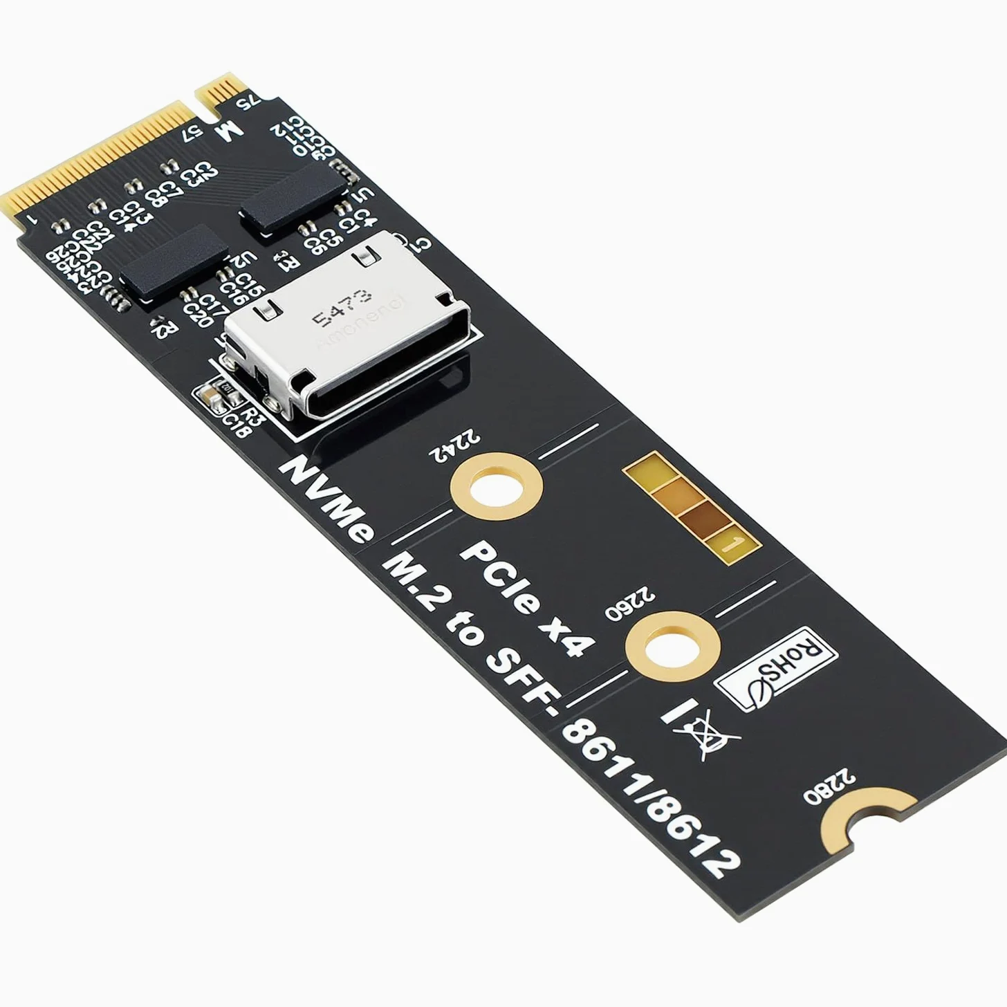 RGEEK Adattatore M.2 NVME a OCuLink SFF-8612, PCIe 5.0 x4 128Gbps a OCuLink | SFF-8611 4i Host Adapter con ReDriver, per eGPU GPU Schede Grafiche Esterne e M.2 NGFF SSD 2280 2260 2242