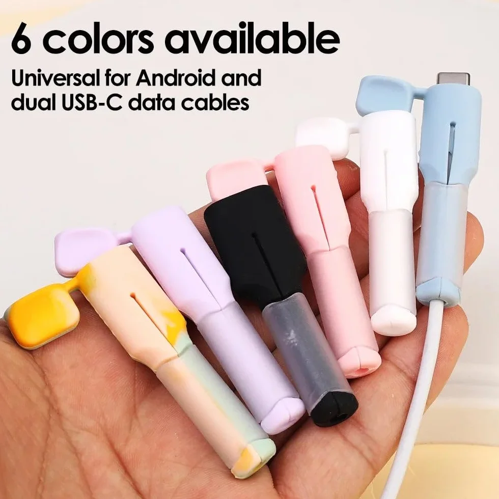 Confezione da 2 protezioni per cavi USB-C in morbido silicone, custodia flessibile per cavo di ricarica, copertura anti piegatura, organizer per cavi per protezione caricabatterie Android, blu, per