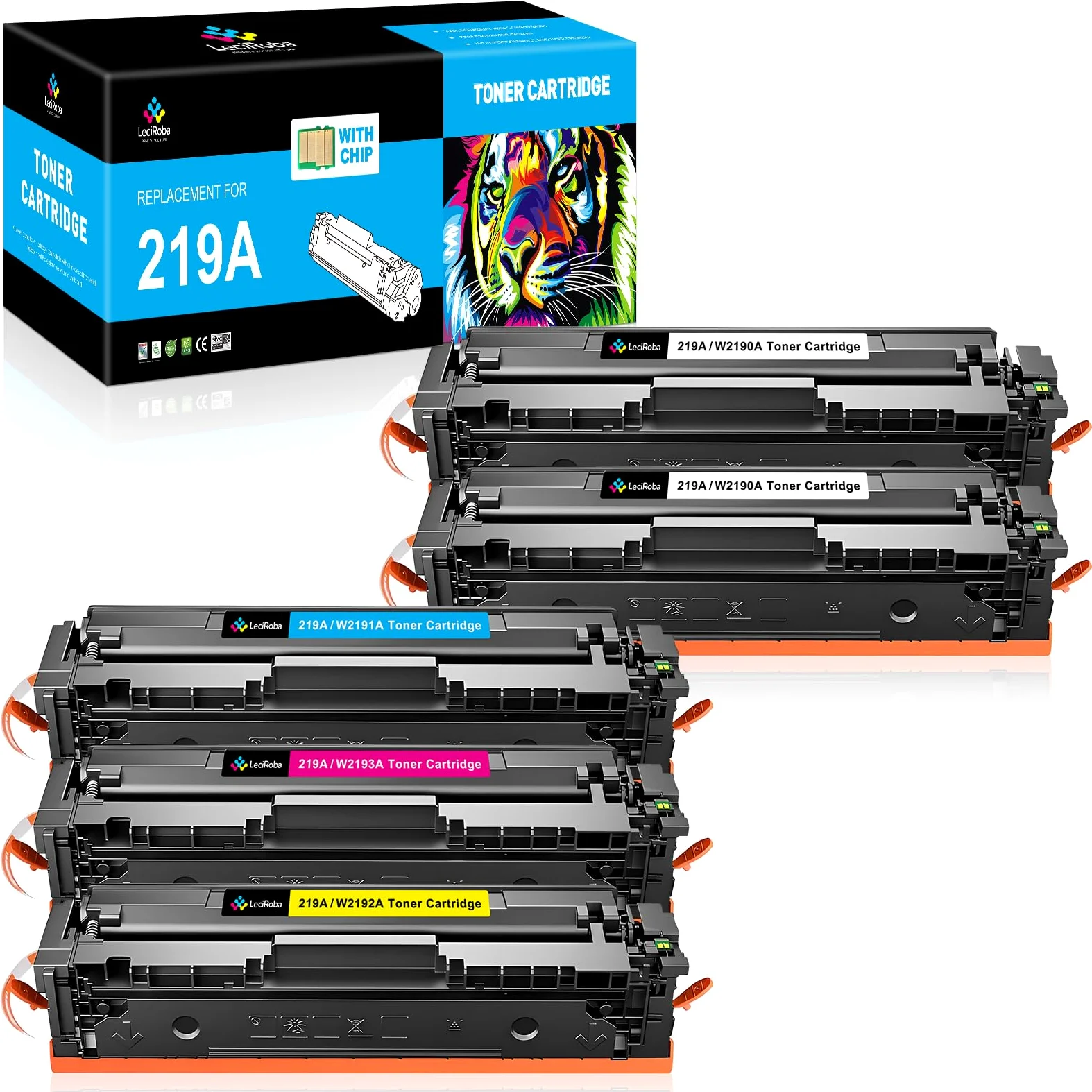 LeciRoba Toner 219A per HP W2190A per stampante HP Color Laserjet Pro MFP 3302FDW 3302SDW 3302FDN 3302FDNG 3302FDWG 3302SDWG Color Laserjet Pro 3202DN 3202DW (con chip, confezione da 5)