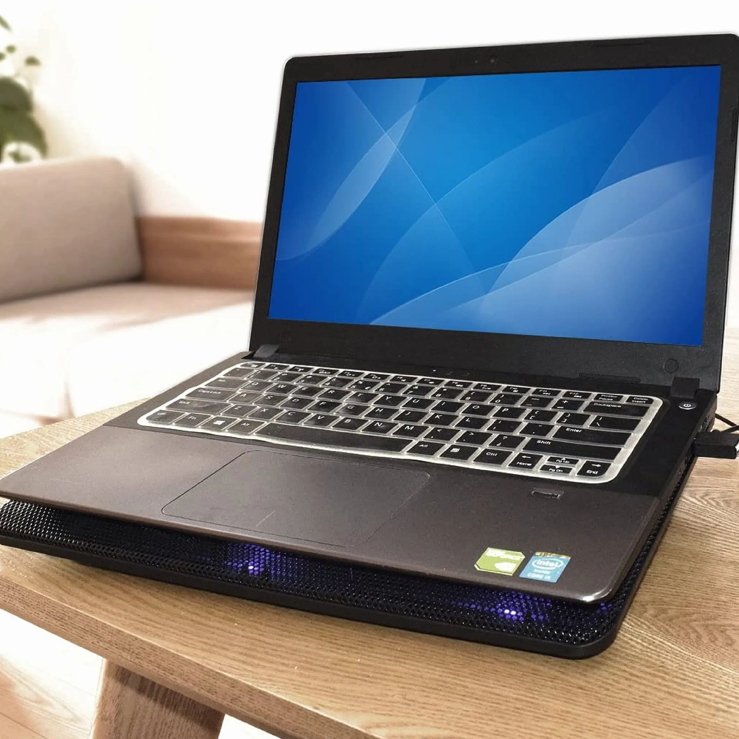 Ewent EW1256 Pad di raffreddamento a 2 ventole per Notebook fino a 17", Nero 34 x 25 x 2 cm