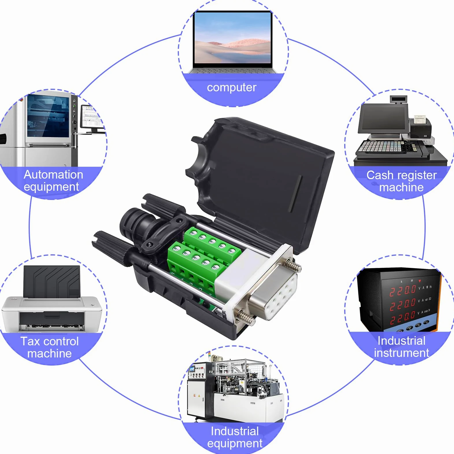 Per connettore DB9 senza saldatura, RS232 DB9 Breakout maschio D SUB accessorio seriale a 9 pin morsetto di collegamento con dado, 4 pezzi
