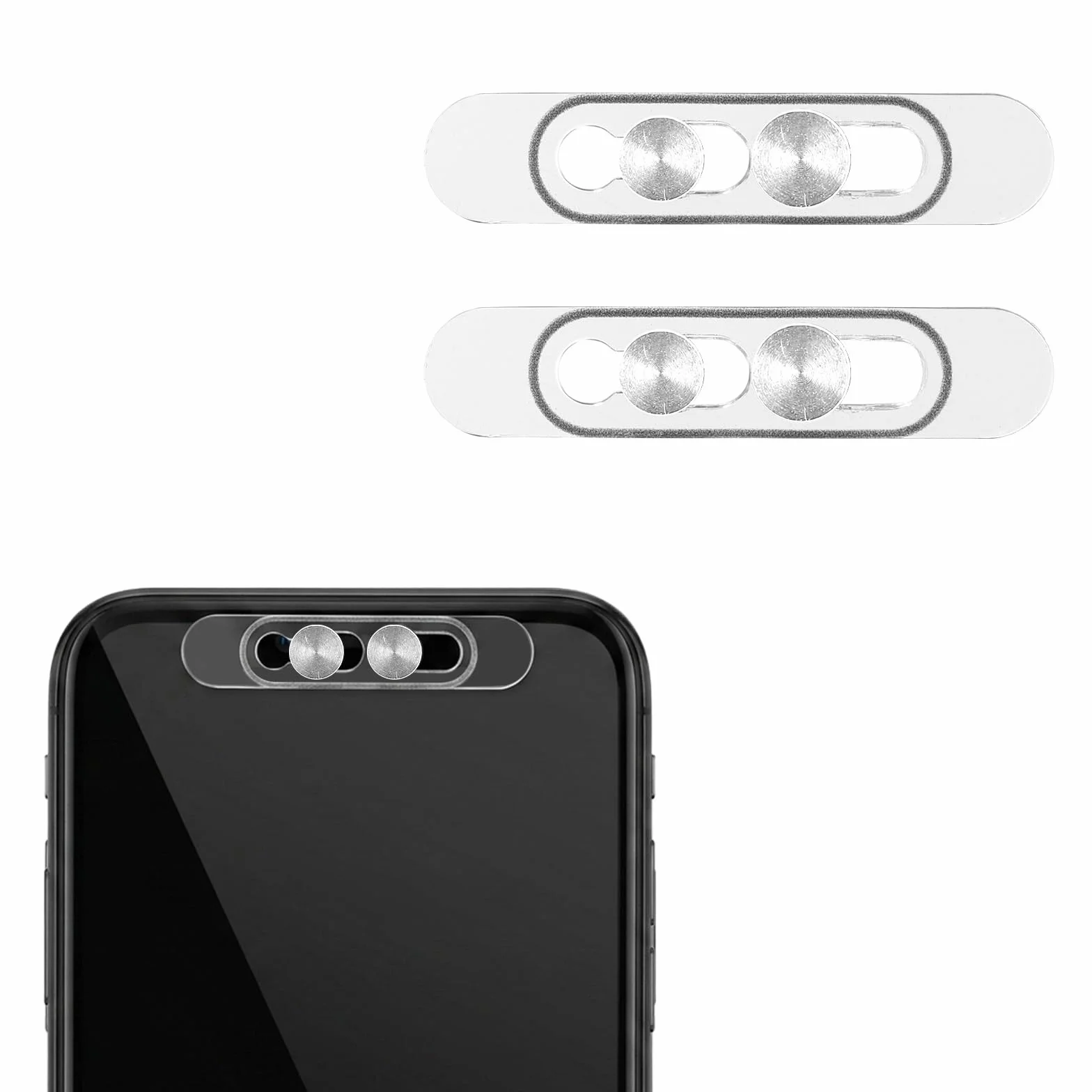Privacy Copertura Fotocamera Frontale Trasparente per iPhone 17/16/15/14 Pro Max/Pro Argento