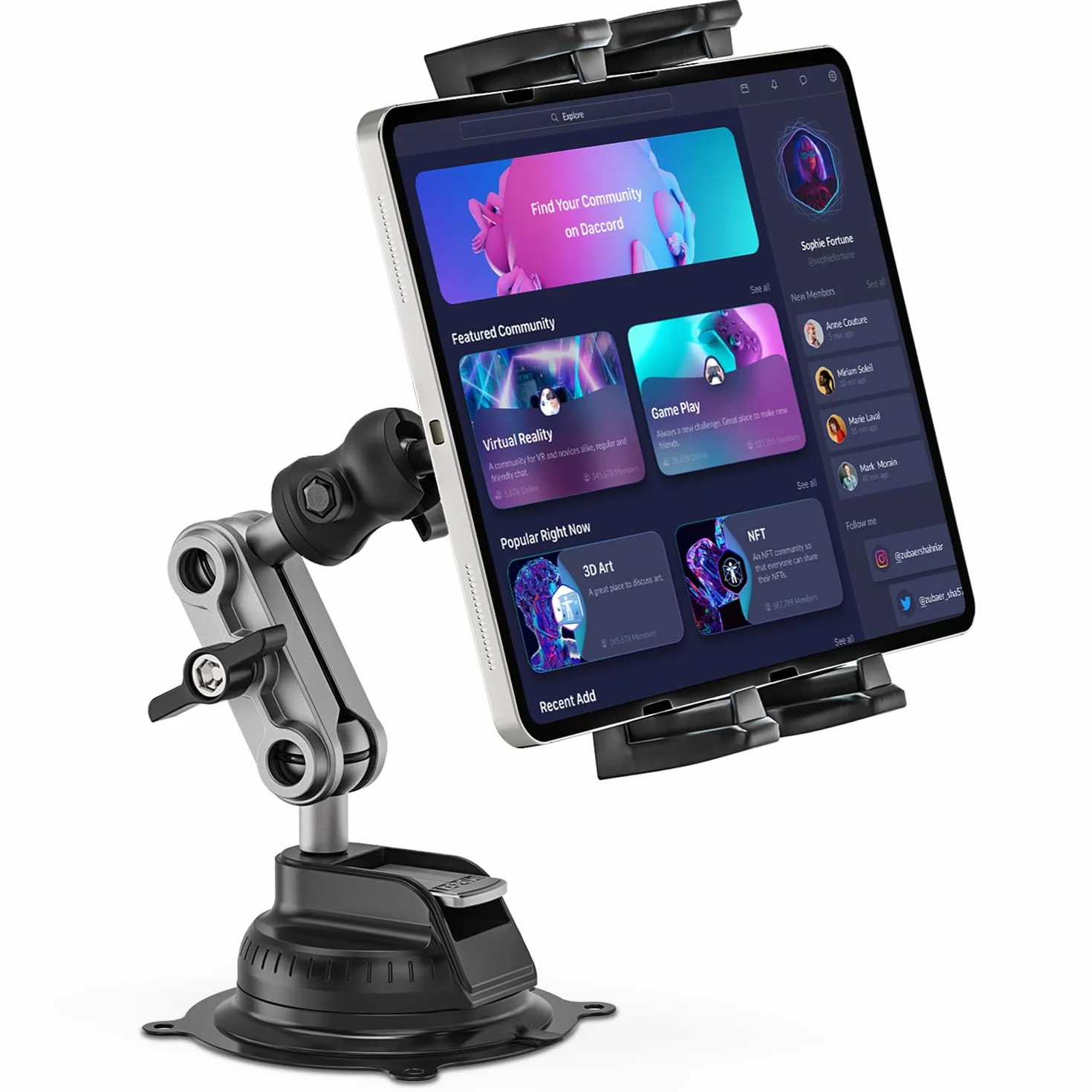 Supporto Tablet Auto 360° Regolabile per iPad/iPhone/Smartphone 4,7-12,9" Cruscotto Muro Scrivania