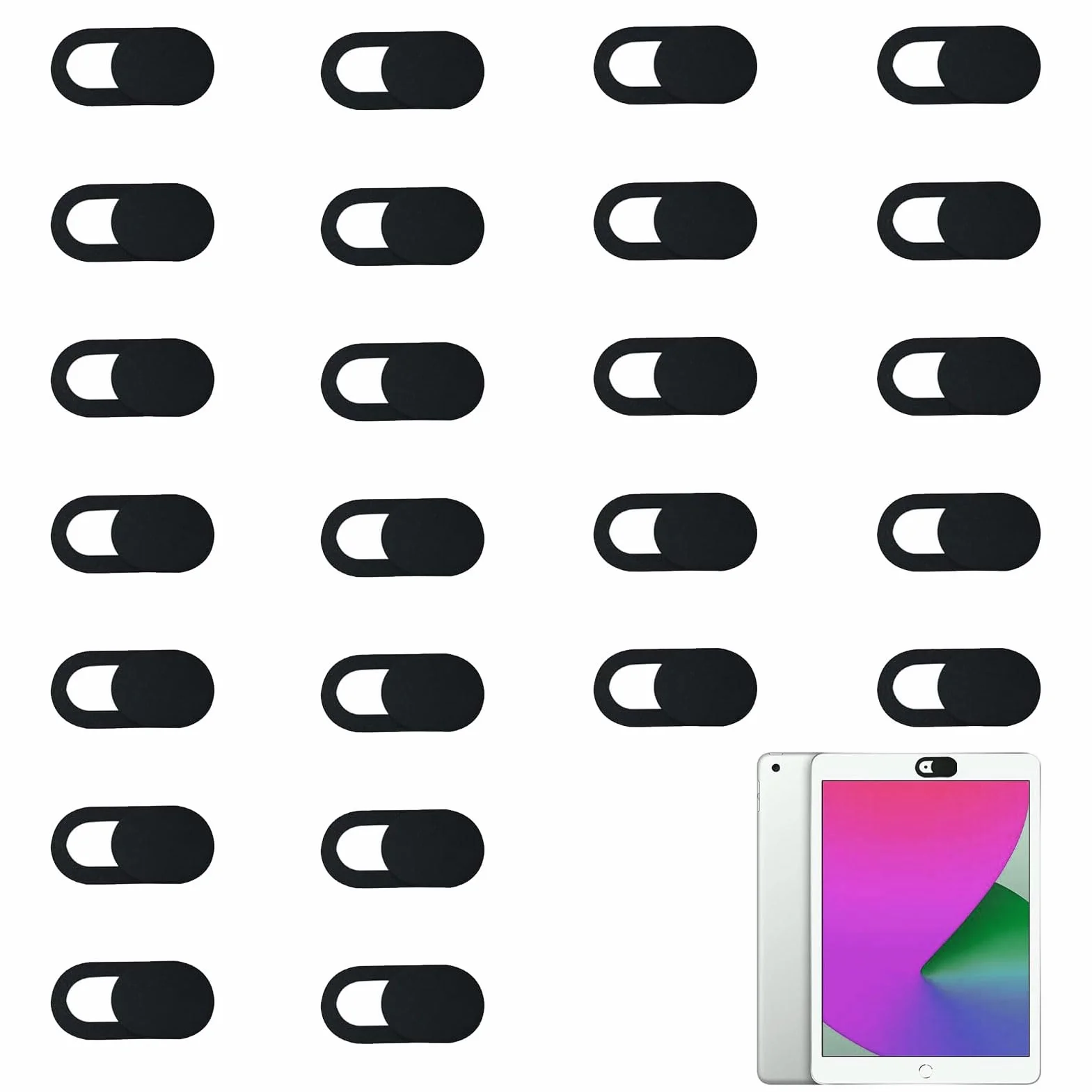 24 cover per fotocamera, telefono cellulare, cover per fotocamera, cover per laptop, cover per fotocamera, pellicola ultra sottile, per cellulare, tablet, laptop, protezione della privacy (nero)