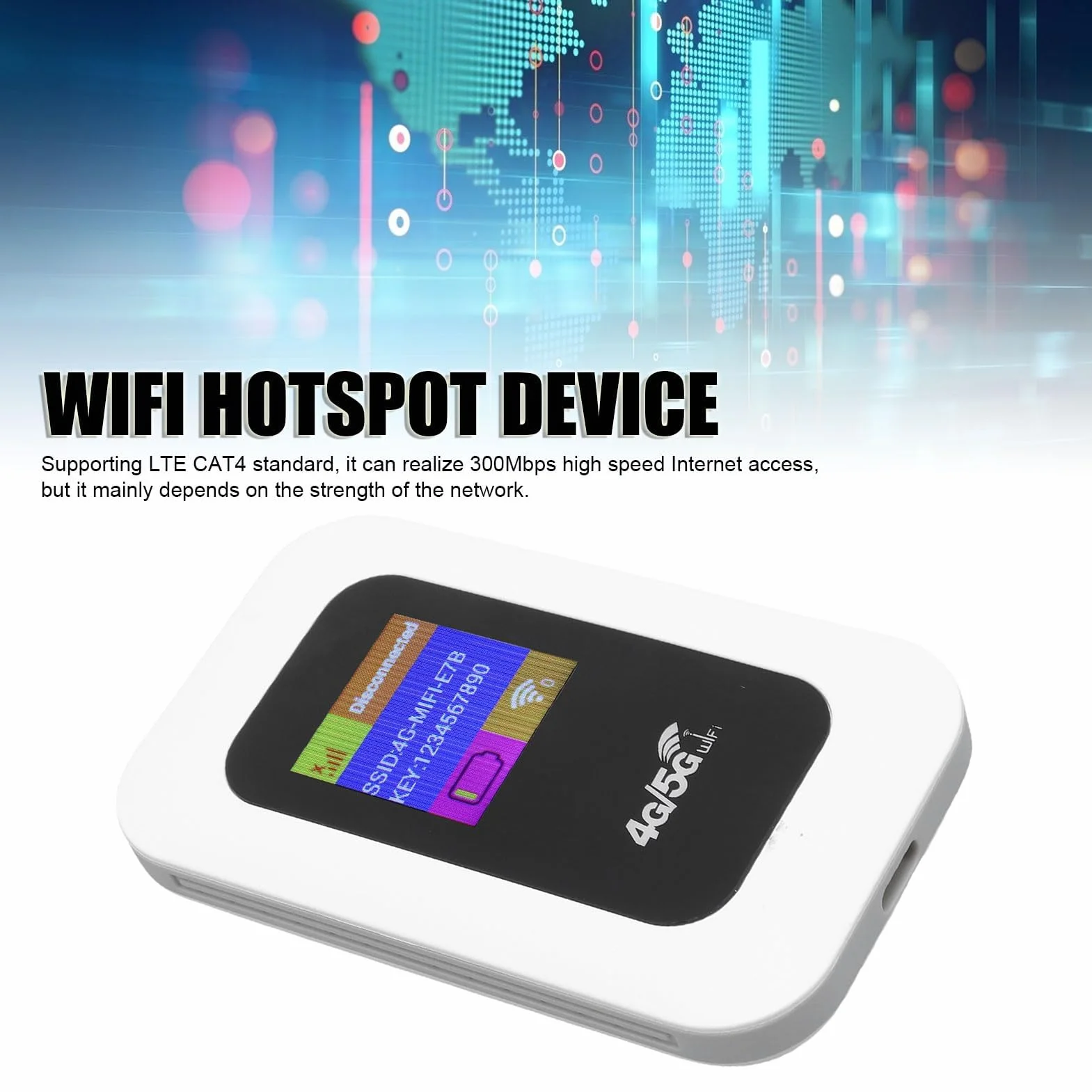 Ejoyous Hotspot mobile, WiFi 5G 300Mbps Plug and Play Slot per scheda SIM Router WiFi WiFi portatile Fino a 10 utenti WiFi
