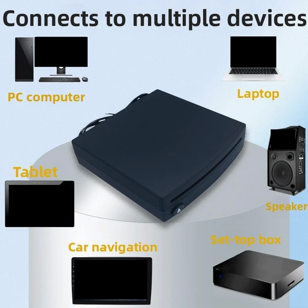 Lettore CD esterno per auto con ingresso AUX USB per musica senza perdita di dati, disco compatto in ABS per sistemi audio auto, 14,8 cm