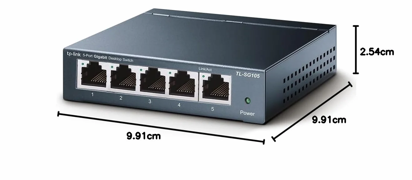 TP-Link TL-SG105 Switch 5 Porte Gigabit, 10/100/1000 Mbps, Plug & Play,‎‎ 802.1p/DSCP QoS, IGMP Snooping, Involucro in Metallo Resistente, Installazione Facile, Tecnologia Green Ethernet, IEEE 802.3x