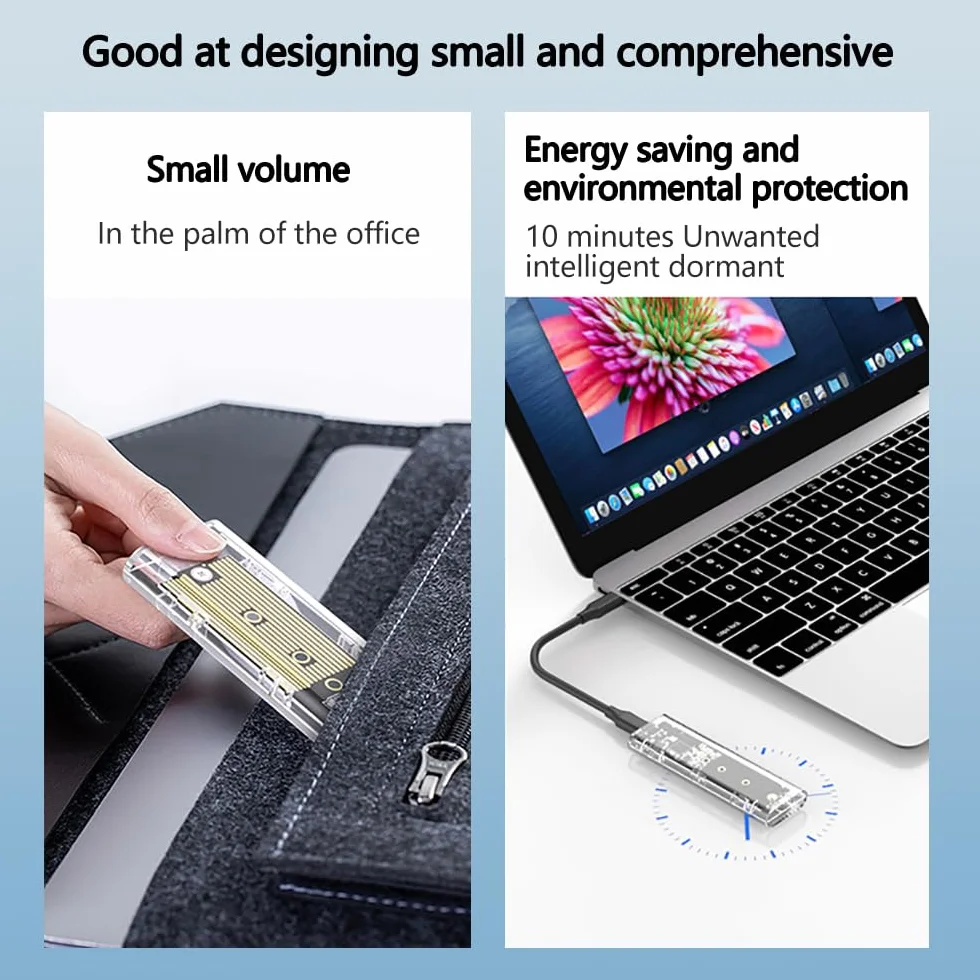 Case ssd M.2 nvme ssd usb case nvme,adattatore ssd m2 nvme usb lettore hard disk esterno USB 3.1 Gen2 ssd case per PCIe M-Key SSD 2230/2242/2260/2280 con UASP adattatore m2