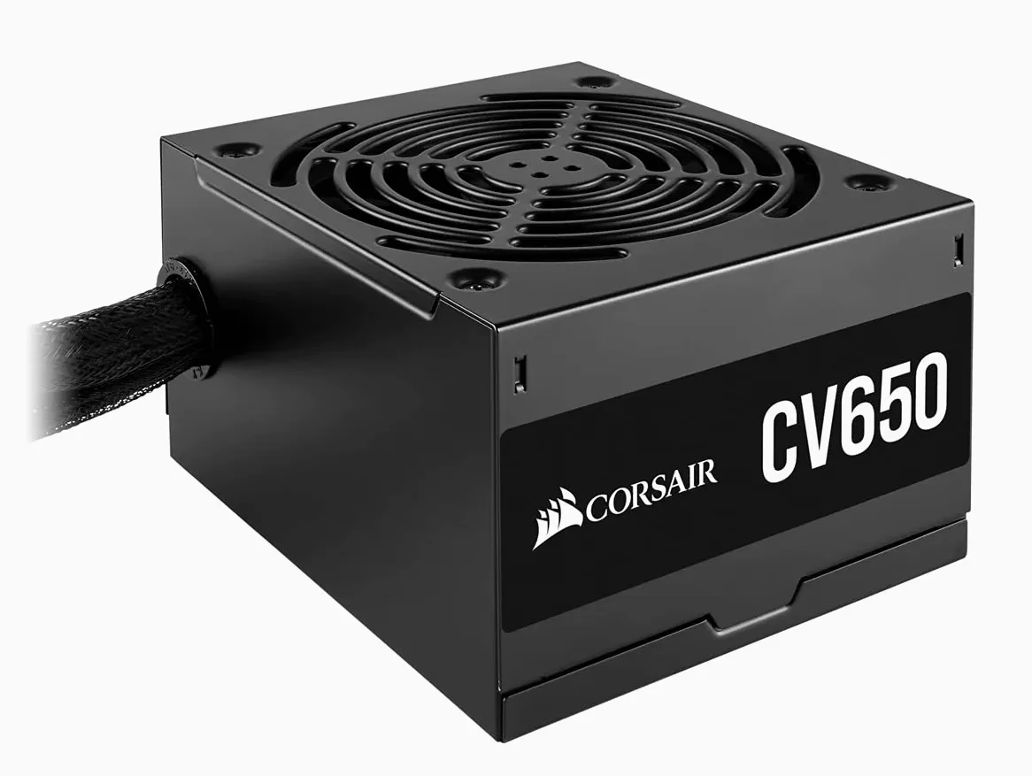 Corsair CV650 80 PLUS Bronze Non Modulare ATX 650 Watt Alimentatore, Alimentazione Continua a Piena Potenza, Ventola a Bassa Rumorosità con Controllo Termico 120 mm, Alloggiamento Compatto, EU, Nero