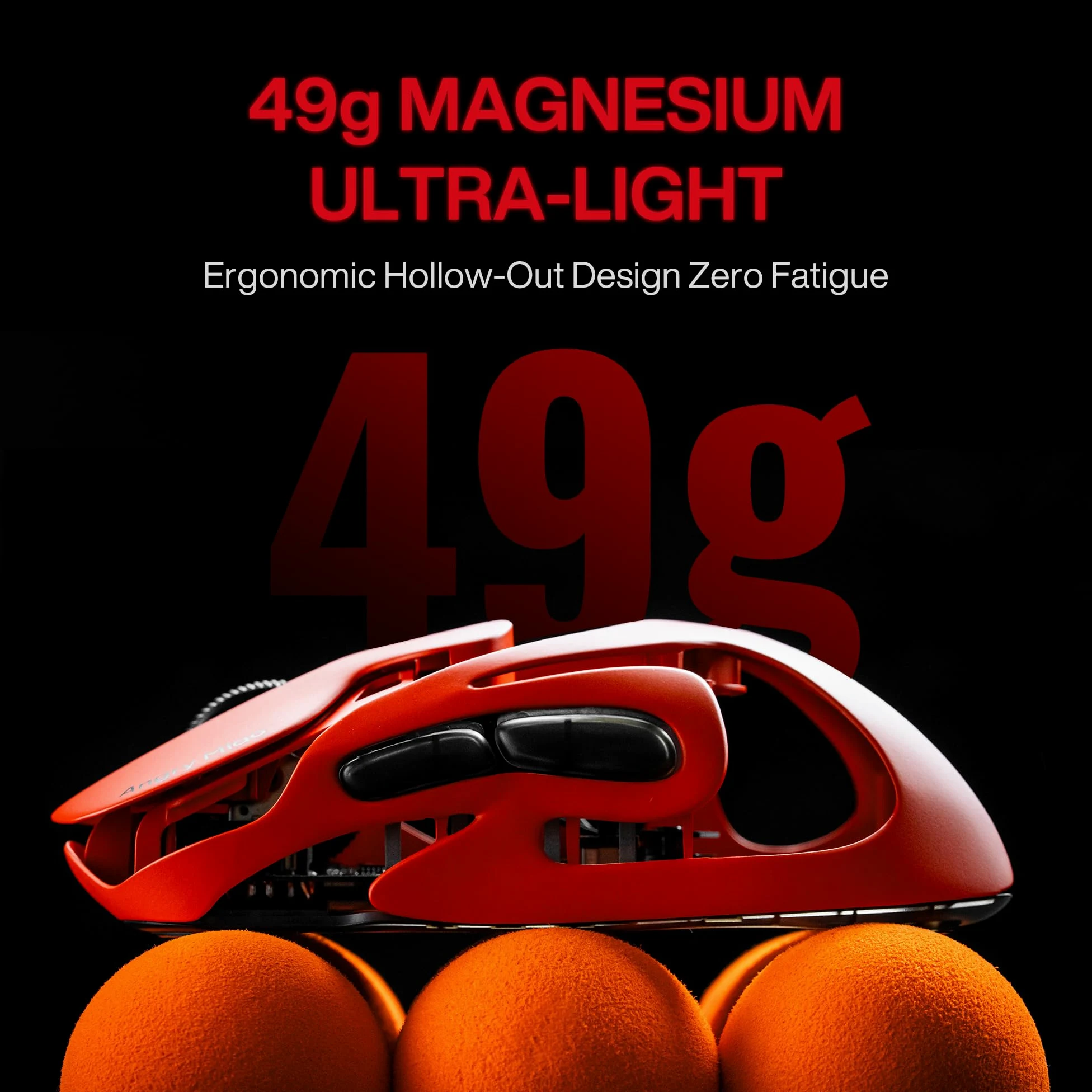 AM Infinity Gaming Mouse wireless - Arancione Blaze, design in metallo ultraleggero da 49 g, sensore PAW3950 da 30000 DPI, doppio polling 8K, batteria sostituibile a caldo, mouse da gioco Tri-Mode