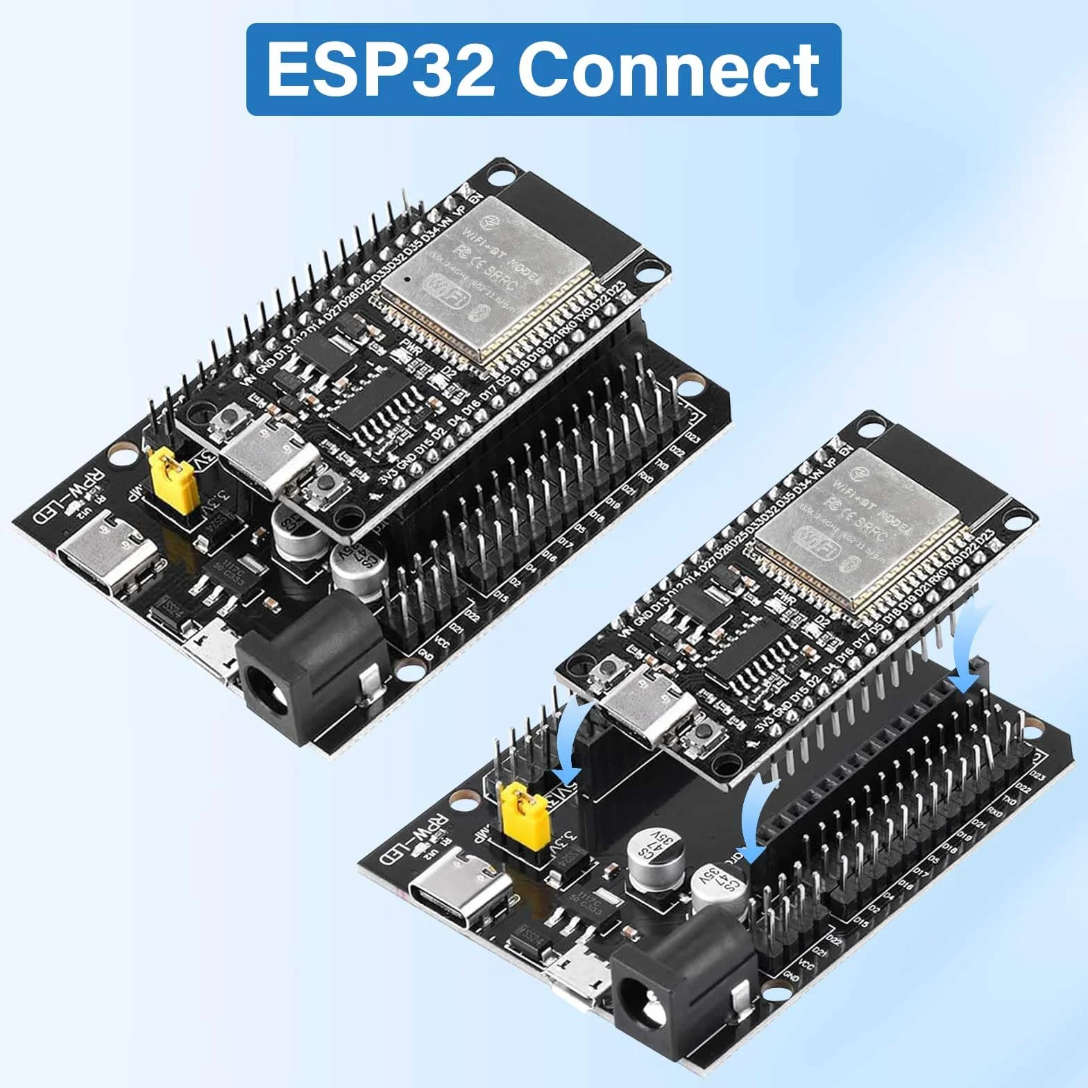 Diymore 2 pezzi per ESP32 Scheda di sviluppo Nodemcu per ESP32 NodeMCU Modulo USB C 2.4 GHz WLAN WiFi Bluetooth CH340 Chip
