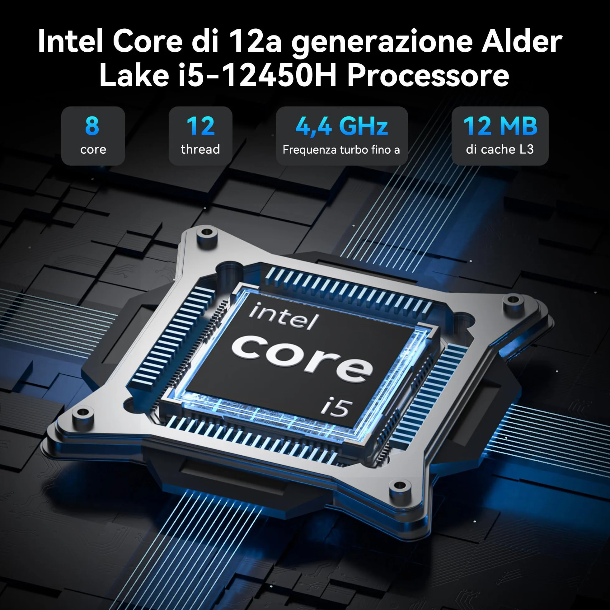 GEEKOM IT12 Mini PC Intel i5-12450H 16GB DDR4 512GB SSD Windows 11 Pro 2.5G LAN Wi-Fi 6E USB4 8K