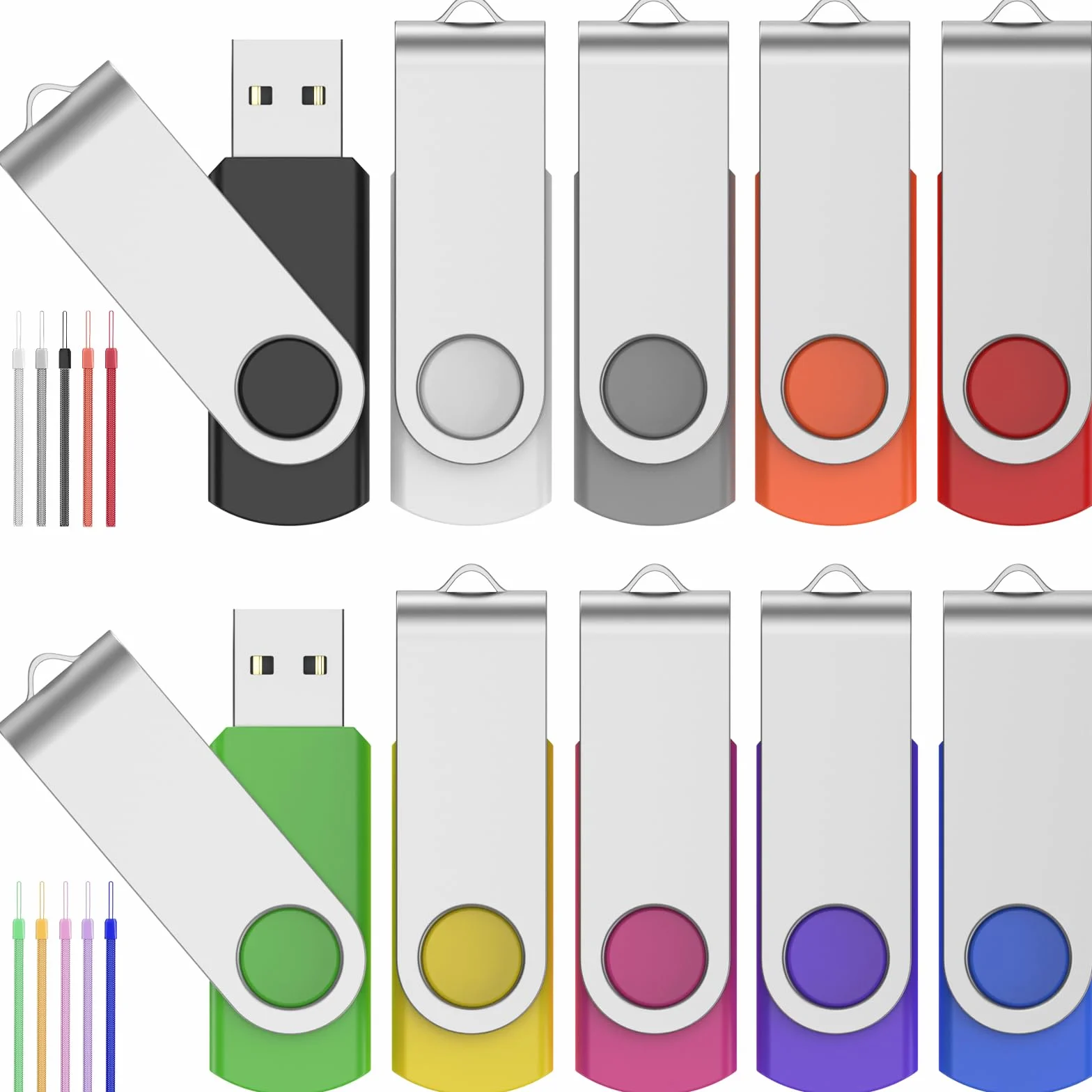 Chiavetta USB 128MB 10 Pezzi Pen Drives - Girevole Penna USB 2.0 Piccola Capacità Pendrive 128 MB - FEBNISCTE Pennetta USB Multicolore Set Memoria Flash Regalo Archiviazione Dati Foto