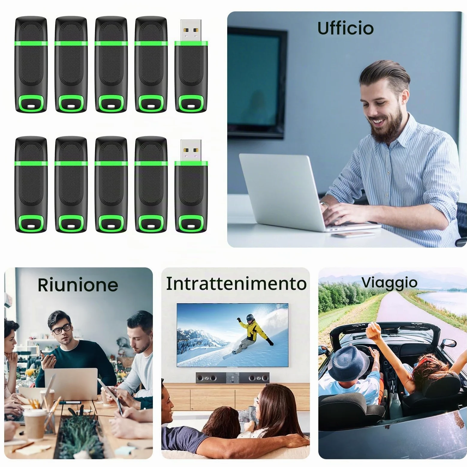 KEXIN 32 GB Chiavetta USB 10 Pezzi USB Pen Drive Chiavette USB Cap Penna Memoria Flash Unità Pennetta Thumb Drive Pendrive Memoria Stick USB Flash Drive Per PC Tablet TV Auto (Verde)