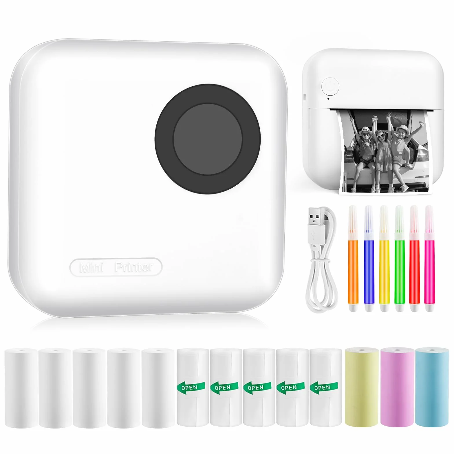 Mini Stampante Fotografica Termica Istantanea Portatile Bluetooth con Ricarica USB per Foto Note Diario Elenco Memo