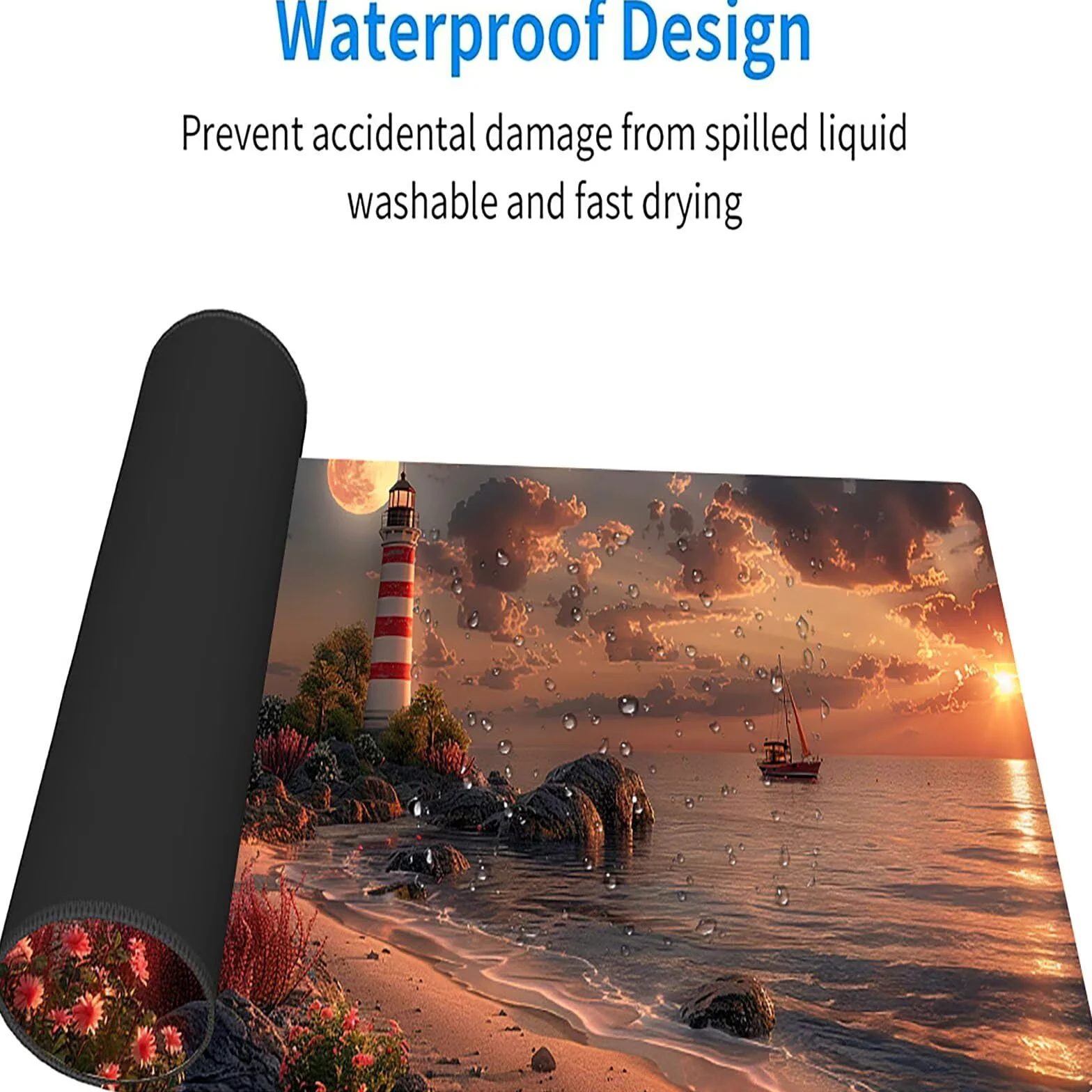 Tappetino Mouse XXL 1500 x 800 mm, Tappetino Mouse Spiaggia, Gaming Mousepad Migliorare la Velocità e la Precisione, Mouse Pad con Base in Gomma Antiscivolo, Ufficio Accessori Gaming, Verde Y-5483