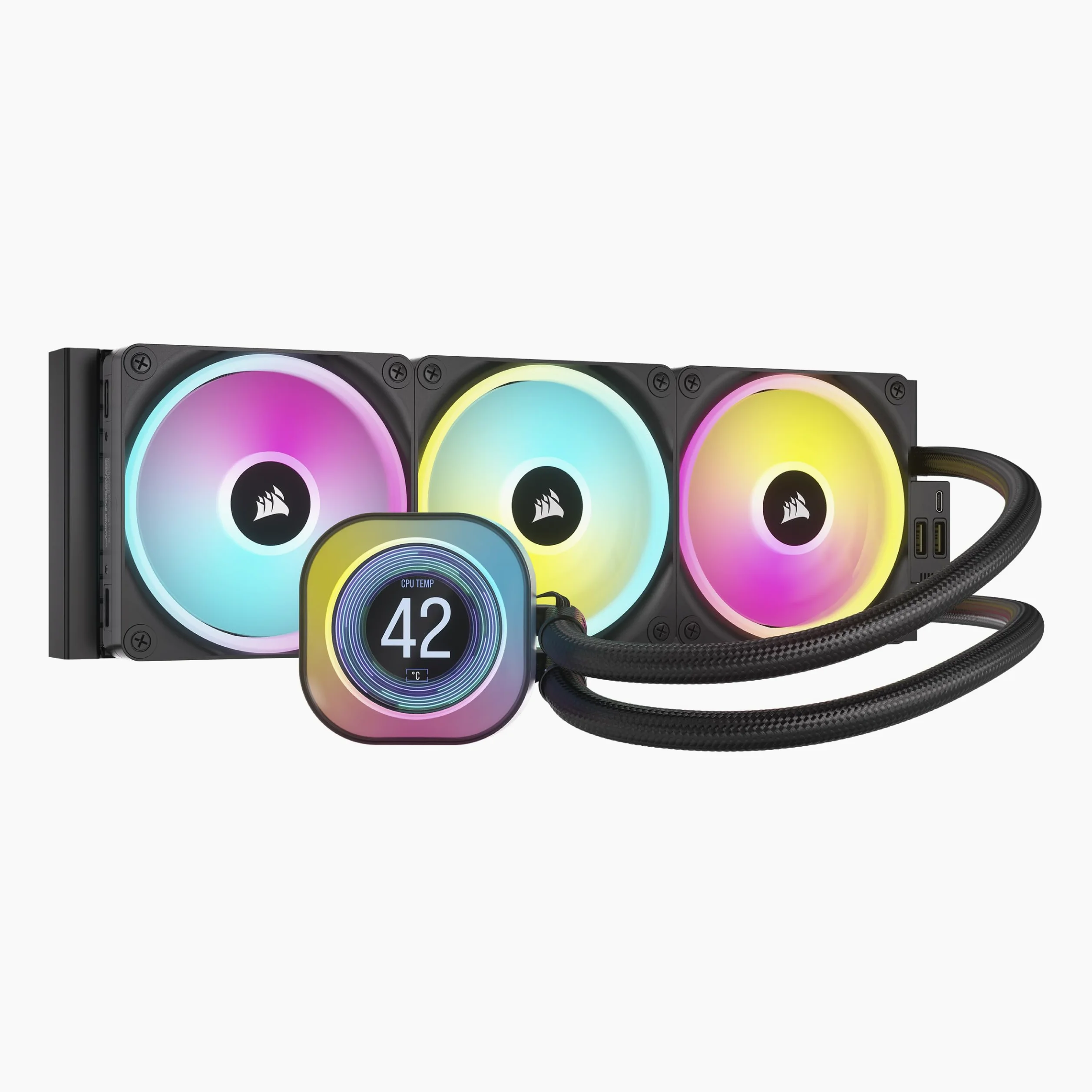 CORSAIR iCUE LINK H150i Raffreddatore CPU LCD a Liquido - 360 mm AIO - Ventole QX120 RGB - Schermo LCD IPS da 2,1" - Adatto a Intel LGA 1700, AMD AM5 - Hub di Sistema iCUE LINK Incluso - Nero